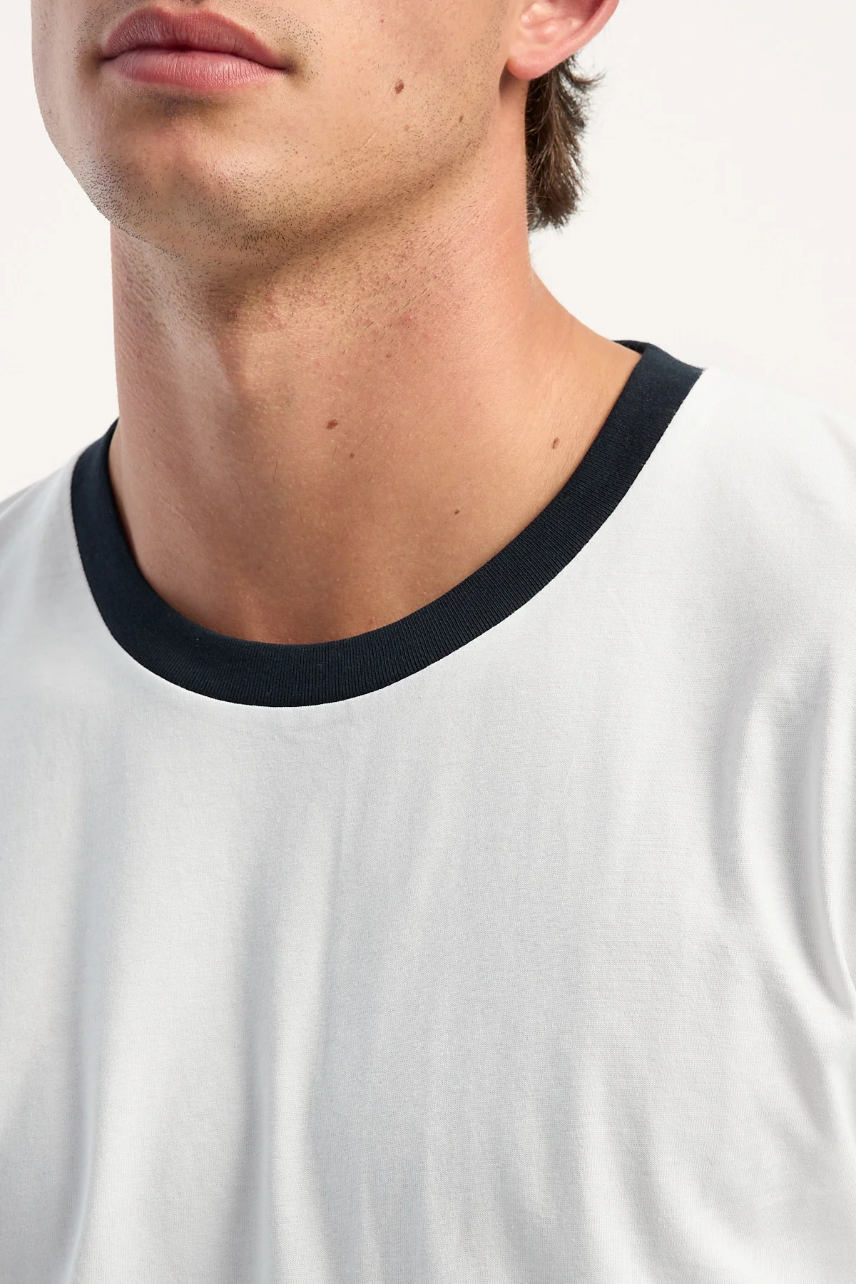 As Colour Staple Ringer Tee White/Navy - Image 3