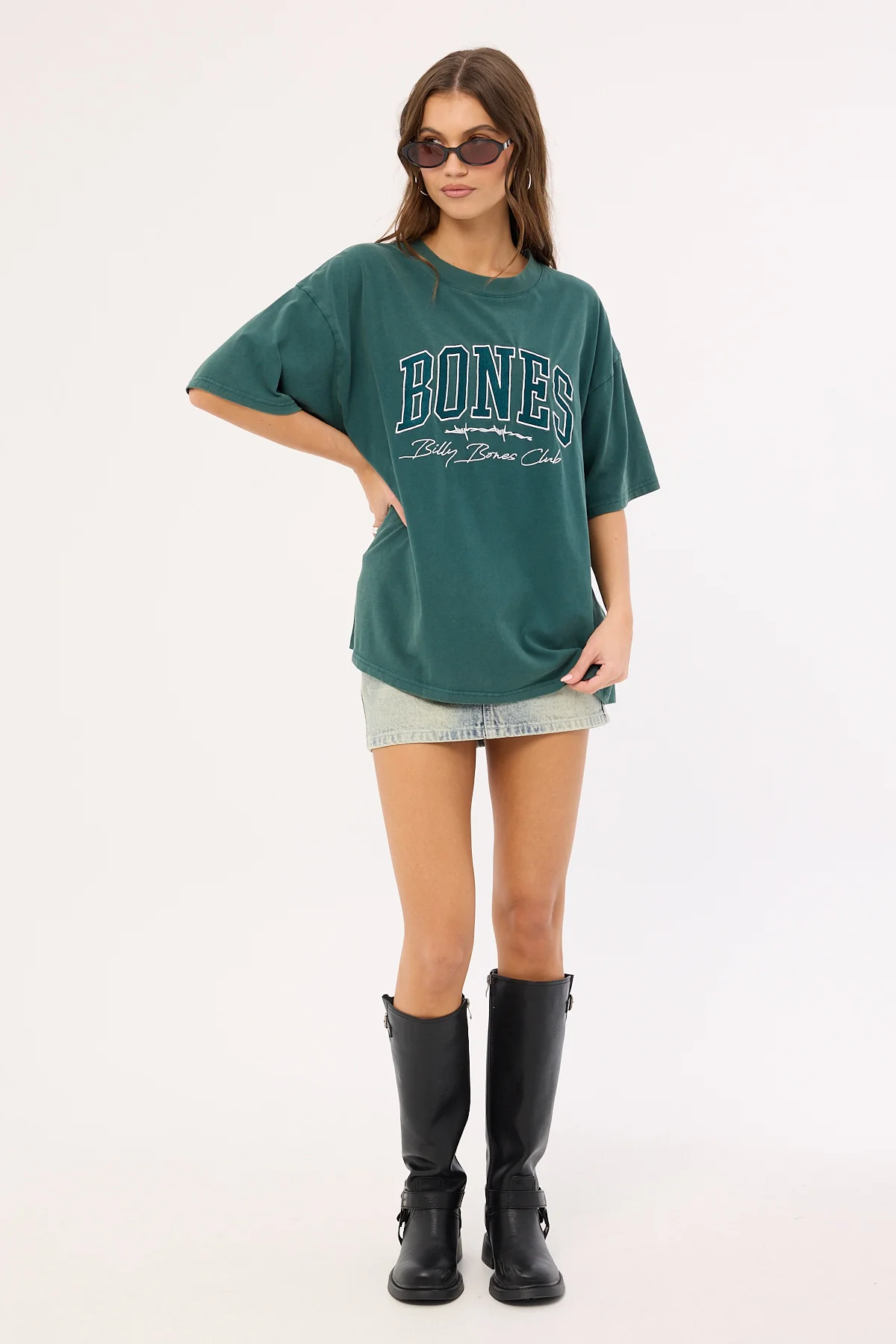 Billy Bones Club Bones College Dropout Oversized Boxy Tee Washed Green - Image 4