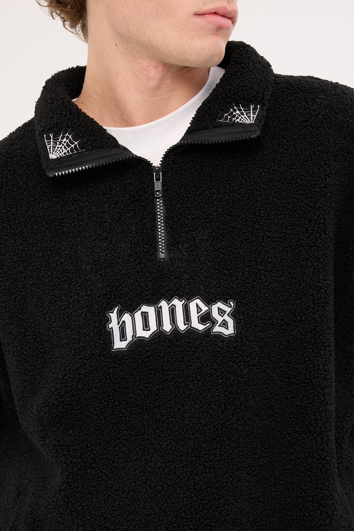 Billy Bones Club Webbed Collar Sherpa 1/4 Zip Black - Image 6