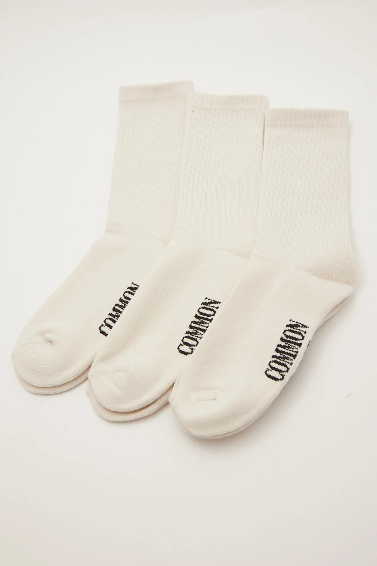 Common Need Basic Crew Sock 3 Pack Cream