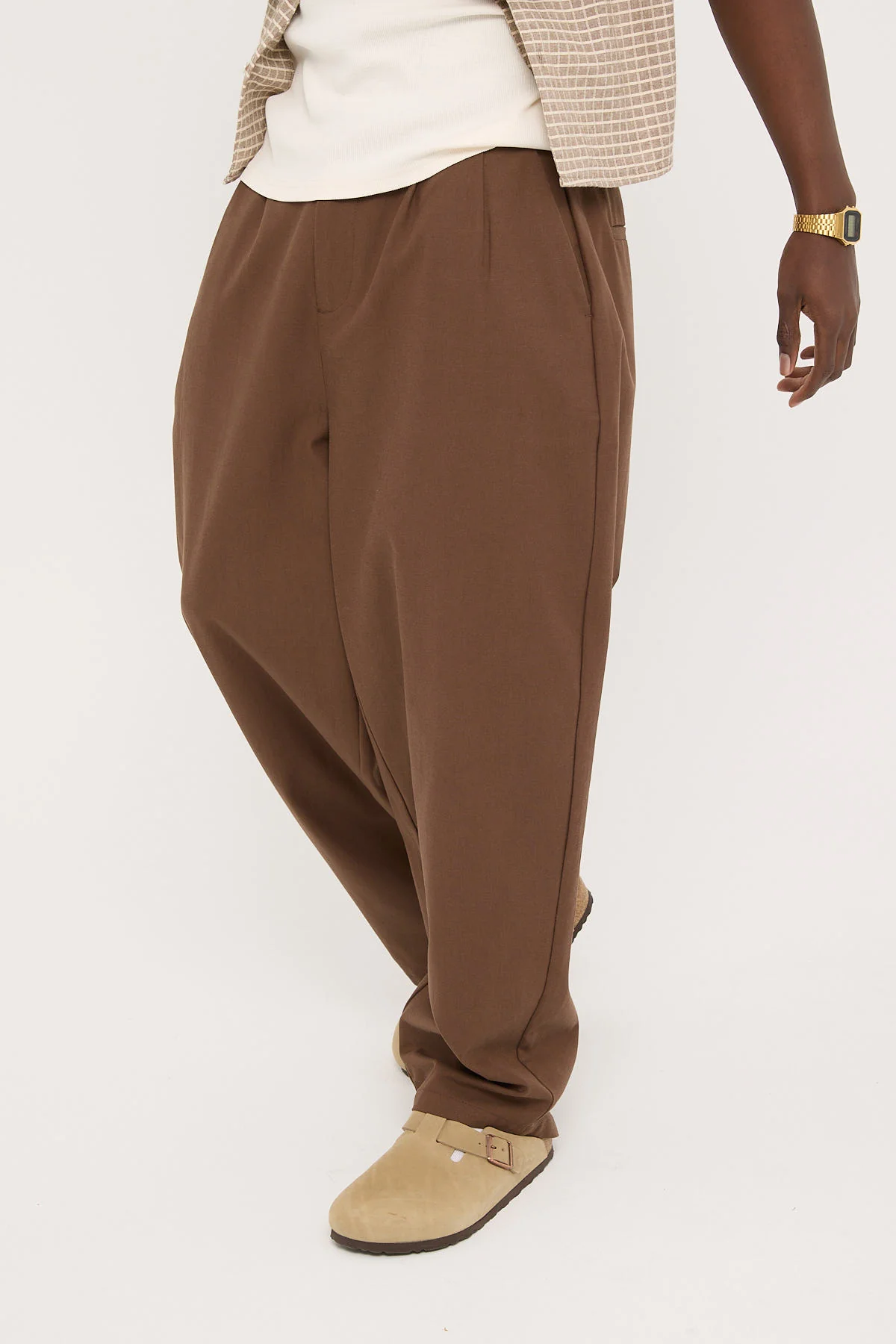Common Need Blanco Pleated Tailored Trouser Brown - Image 6