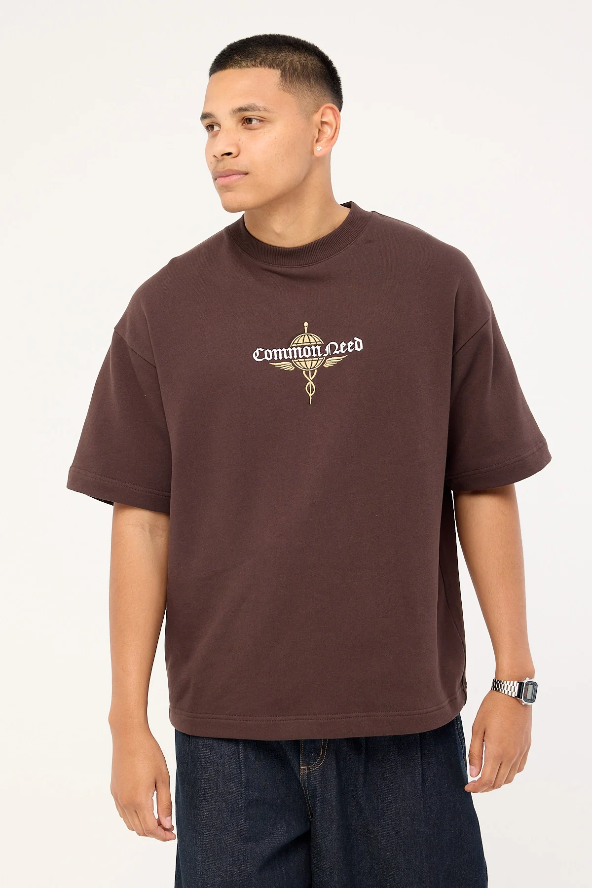 Common Need Hermes Loopback Heavyweight Easy Tee Coffee Brown - Image 6