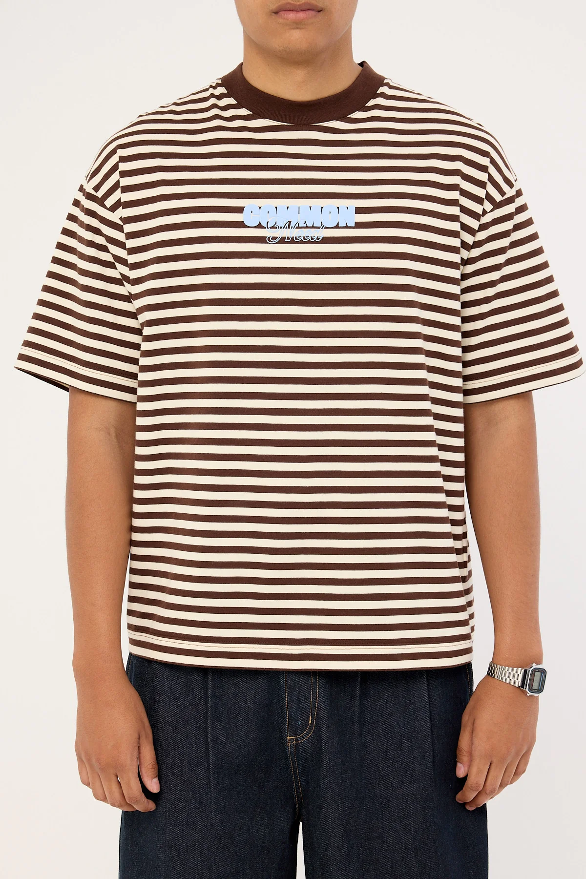 Common Need Motion Easy Tee Brown Stripe - Image 7