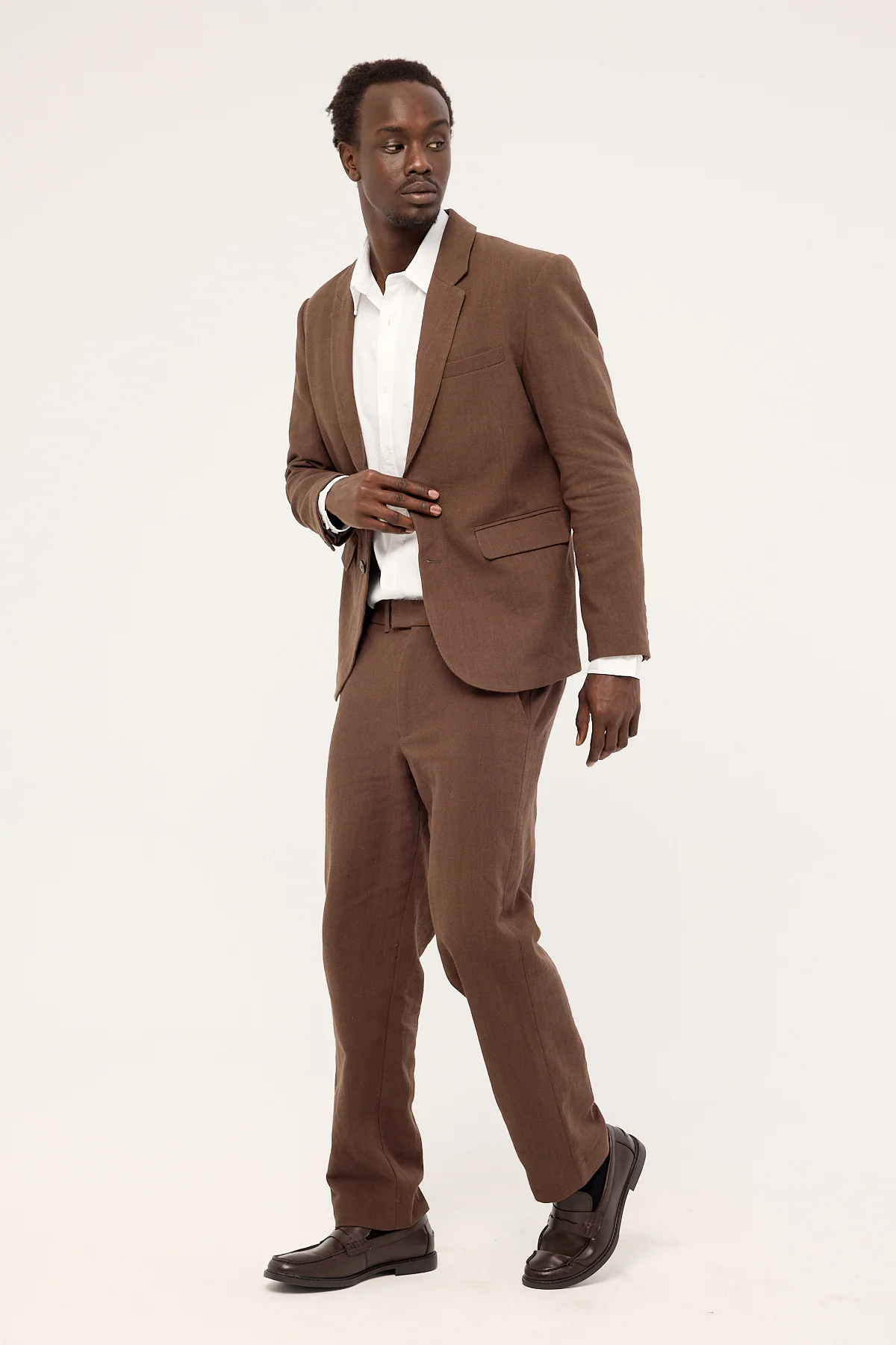 Common Need Oliver Classic Linen Tailored Trouser Brown - Image 5