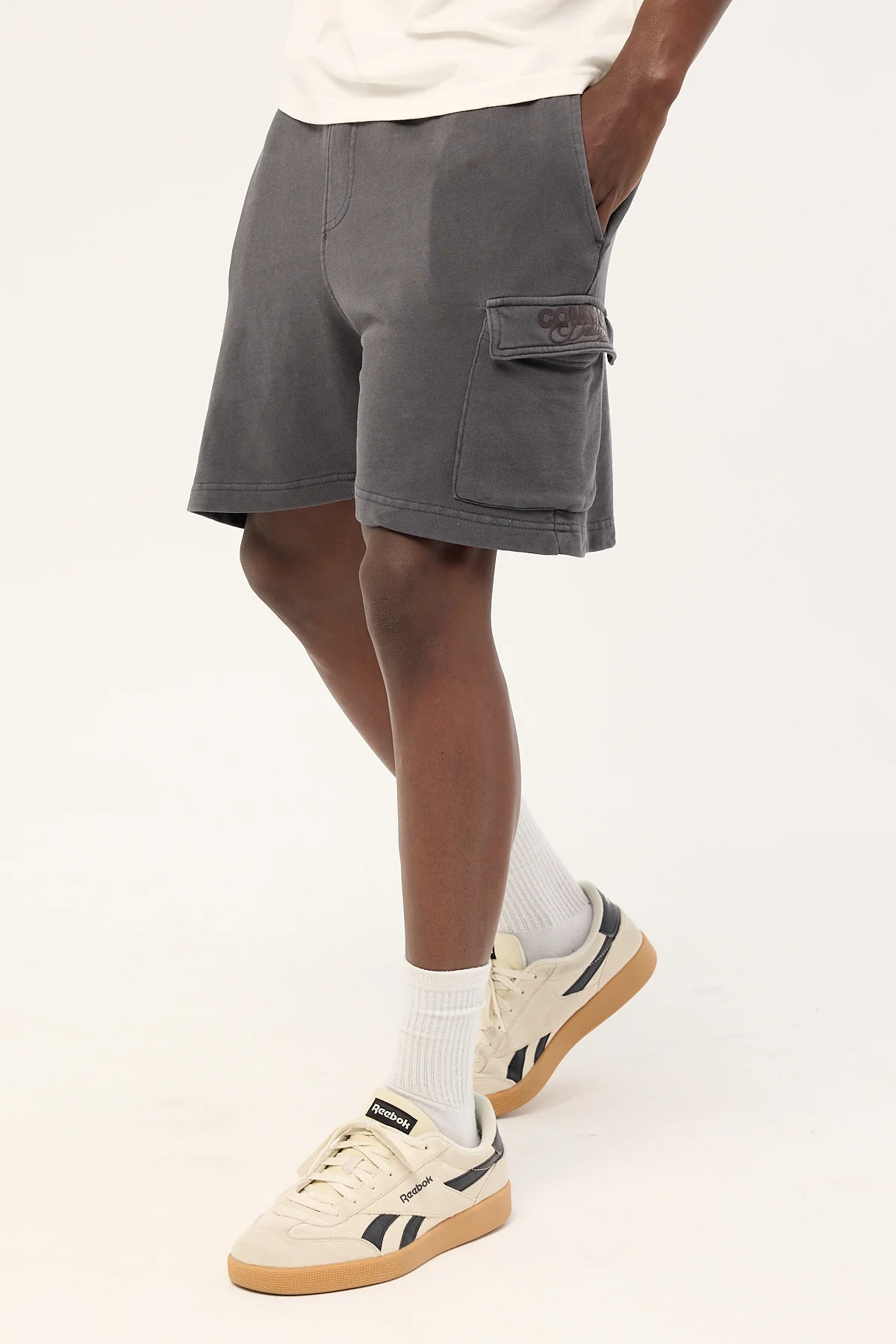 Common Need Relaxed Loopback Cargo Short Washed Black - Image 3