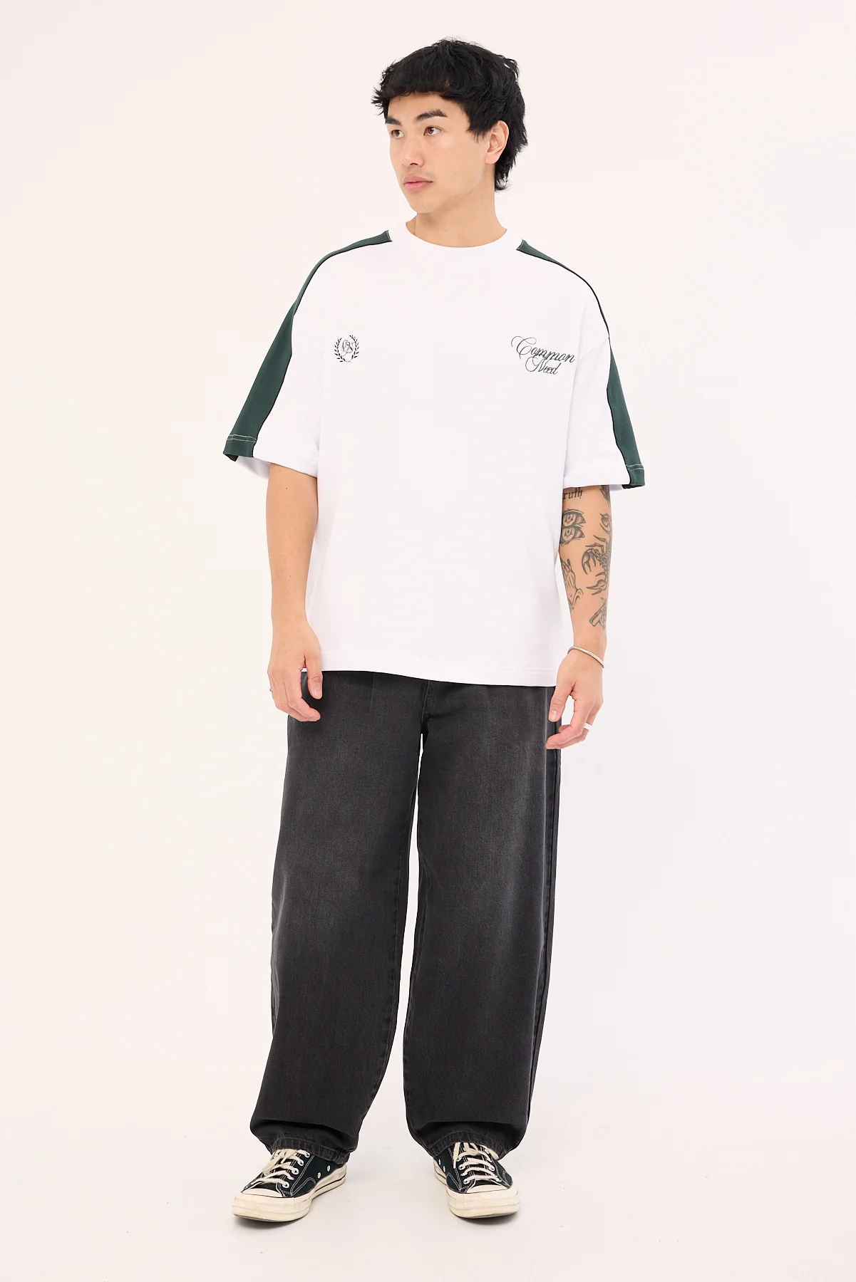 Common Need Segment Cropped Loopback Easy Tee White - Image 2