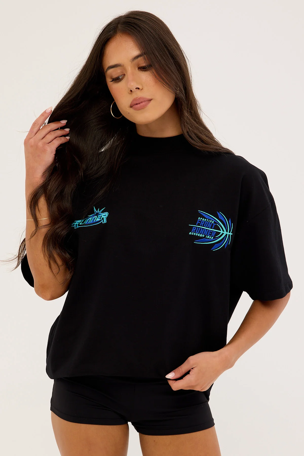 Front Runner Academy Tee Black Aqua - Image 8
