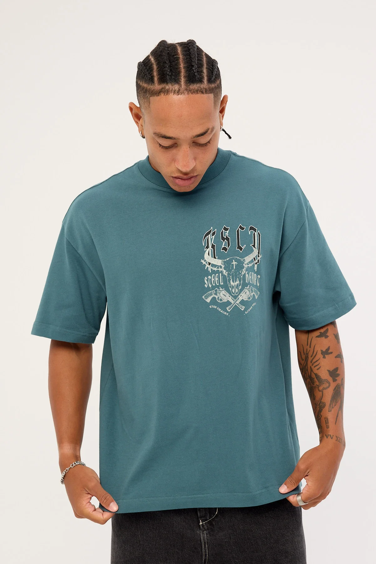 Kiss Chacey Steel Heart Street Tee Bright Teal - Image 3