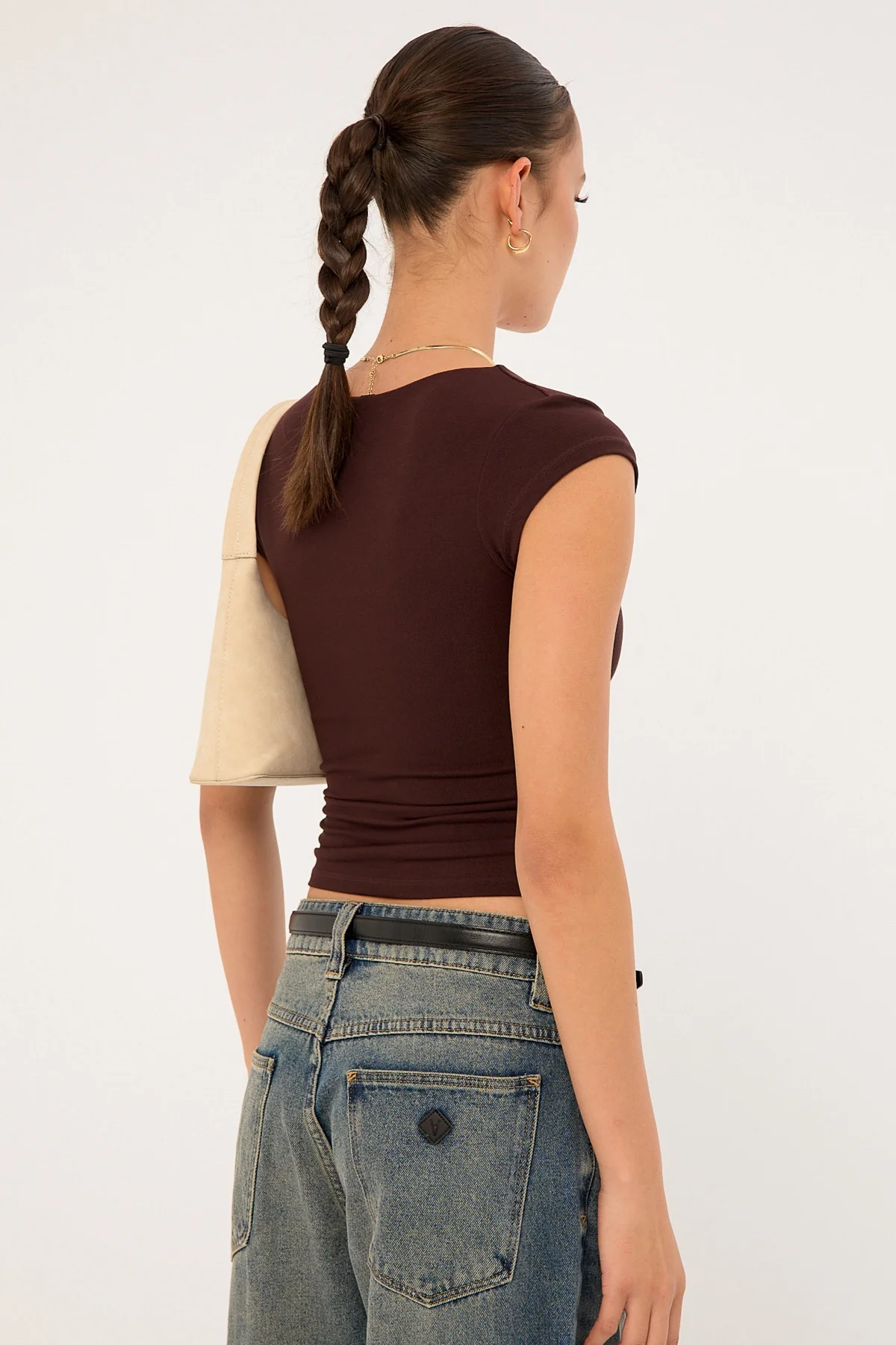 L&t Cap Sleeve Scoop T-Shirt Brown - Image 5