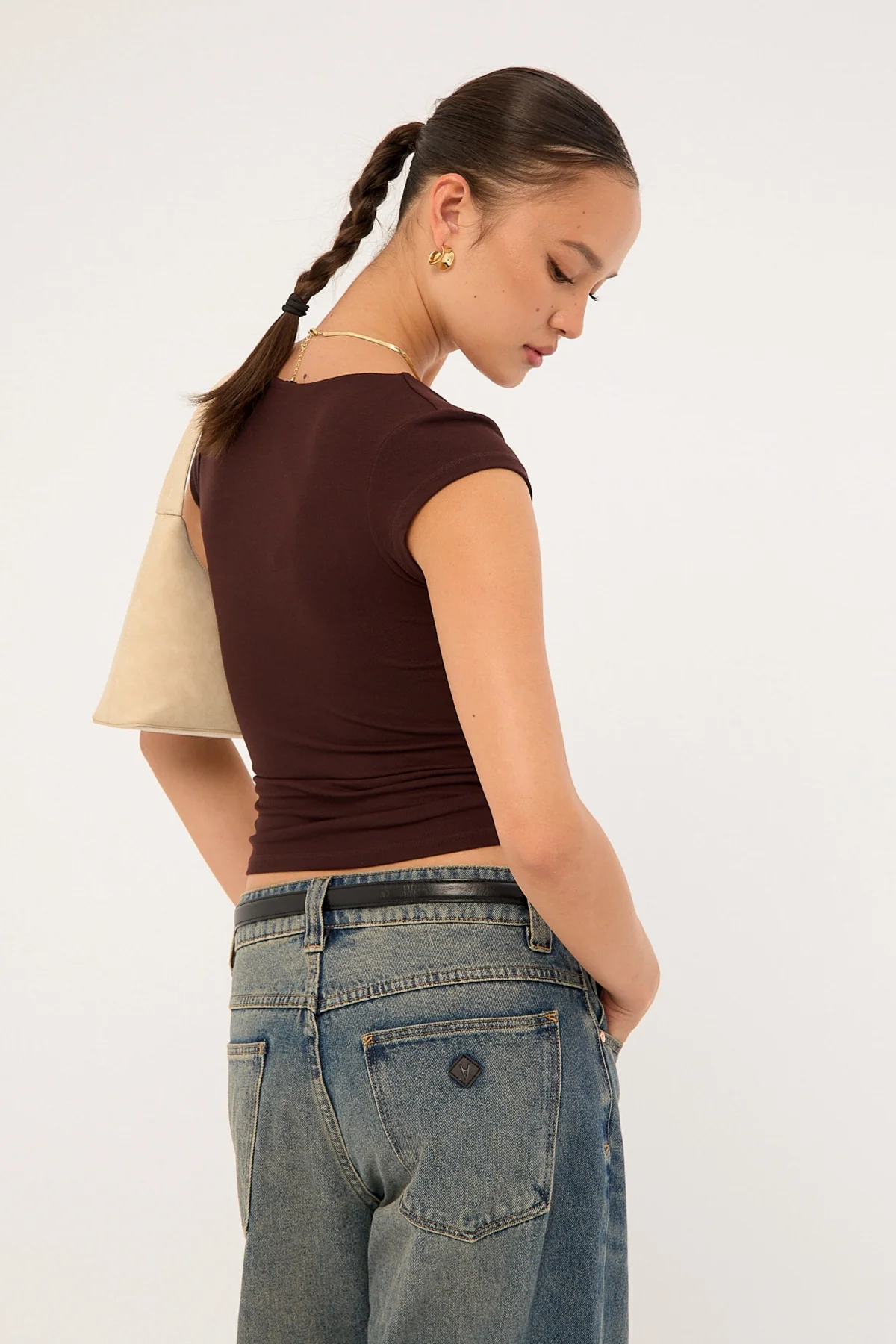 L&t Cap Sleeve Scoop T-Shirt Brown - Image 6