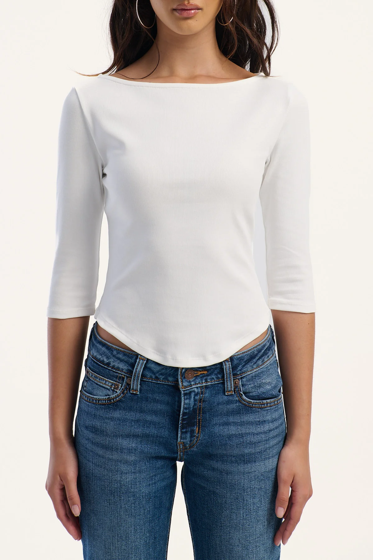 L&t Norah 3/4 Sleeve Scoop T-shirt White - Image 6