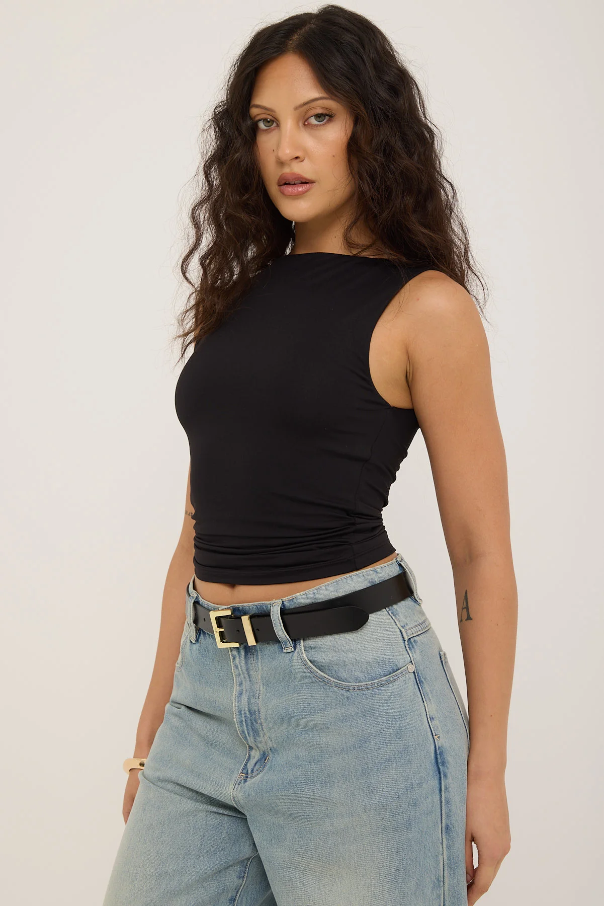 L&t Recycled Boat Neck Tank Black - Image 3