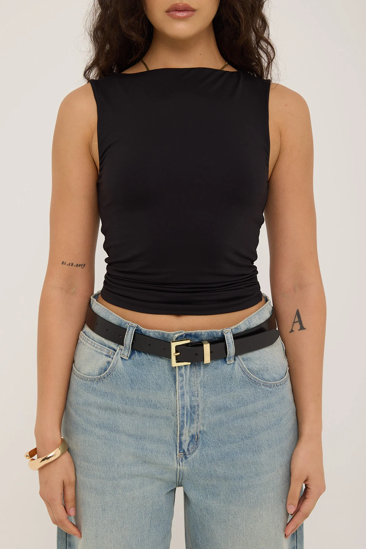 L&t Recycled Boat Neck Tank Black - Image 6