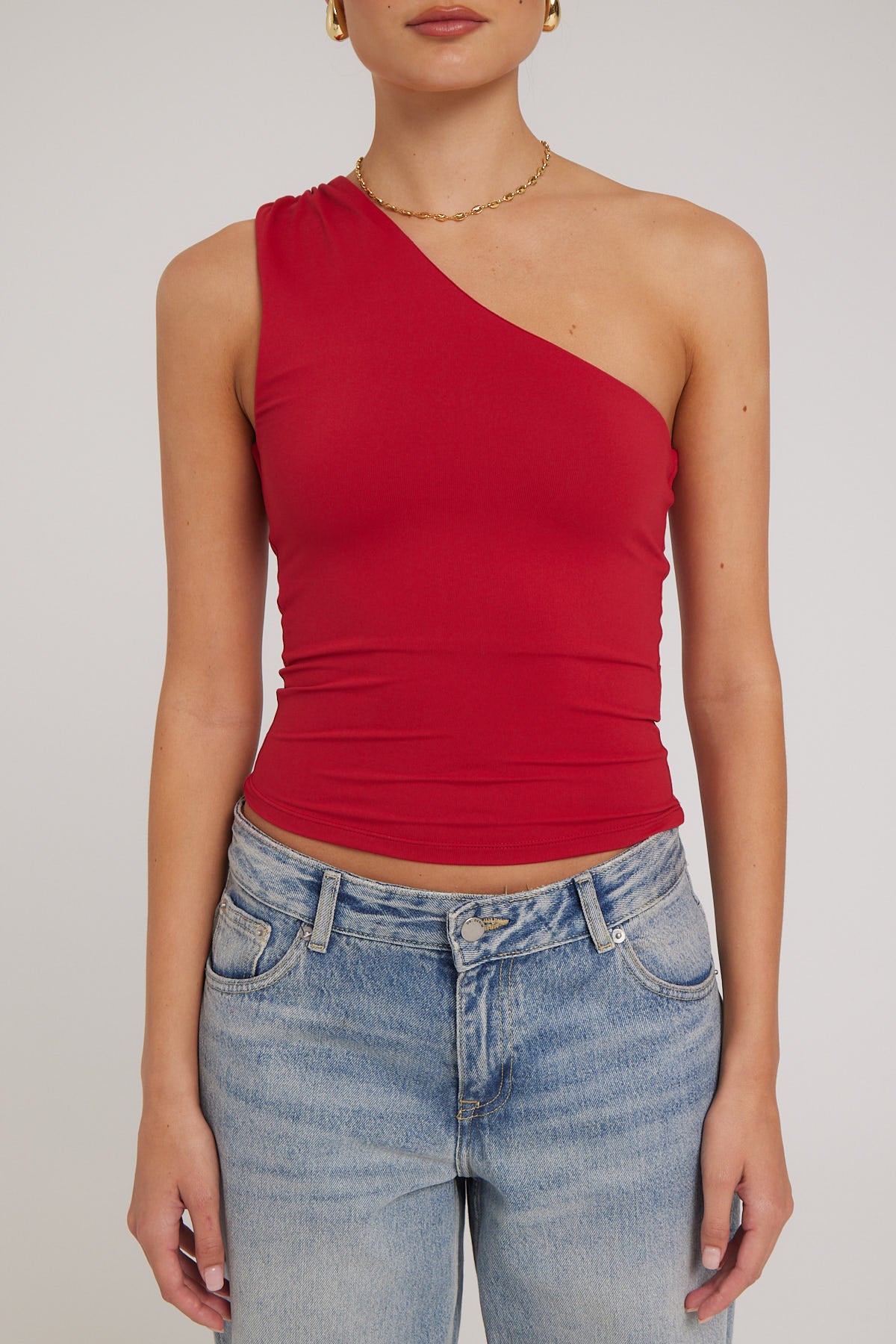 L&t Ruched One Shoulder Top Red - Image 8