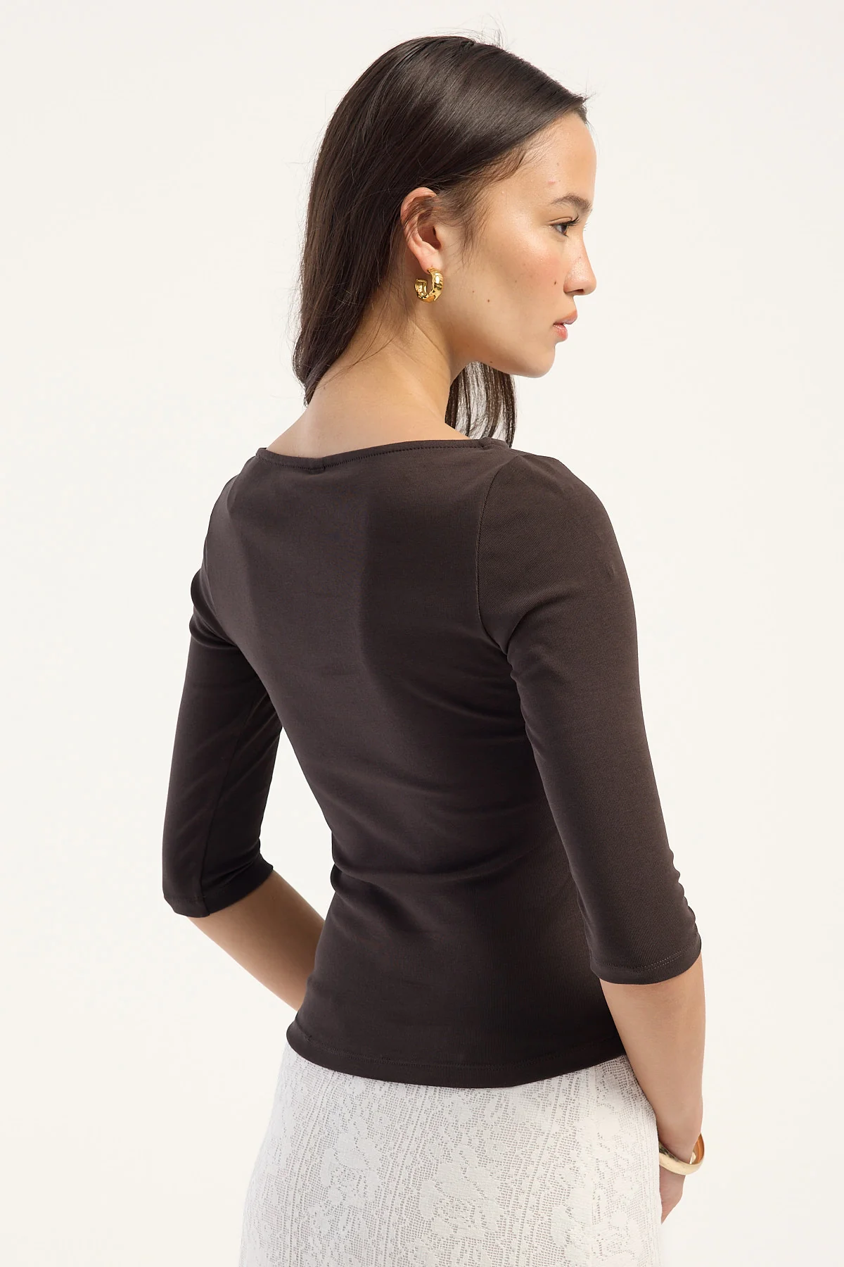L&t Chelsea 3/4 Sleeve T-shirt Brown - Image 5