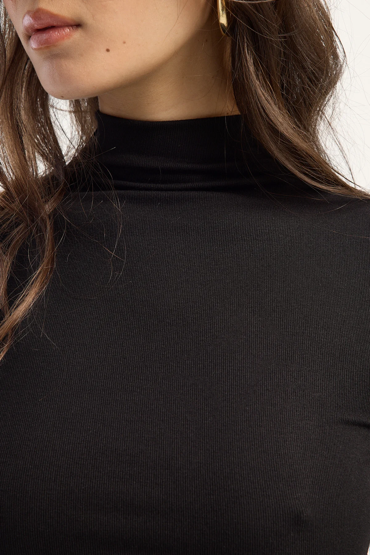 L&t Jacquie Mock Neck 3/4 Sleeve T-shirt Black - Image 4