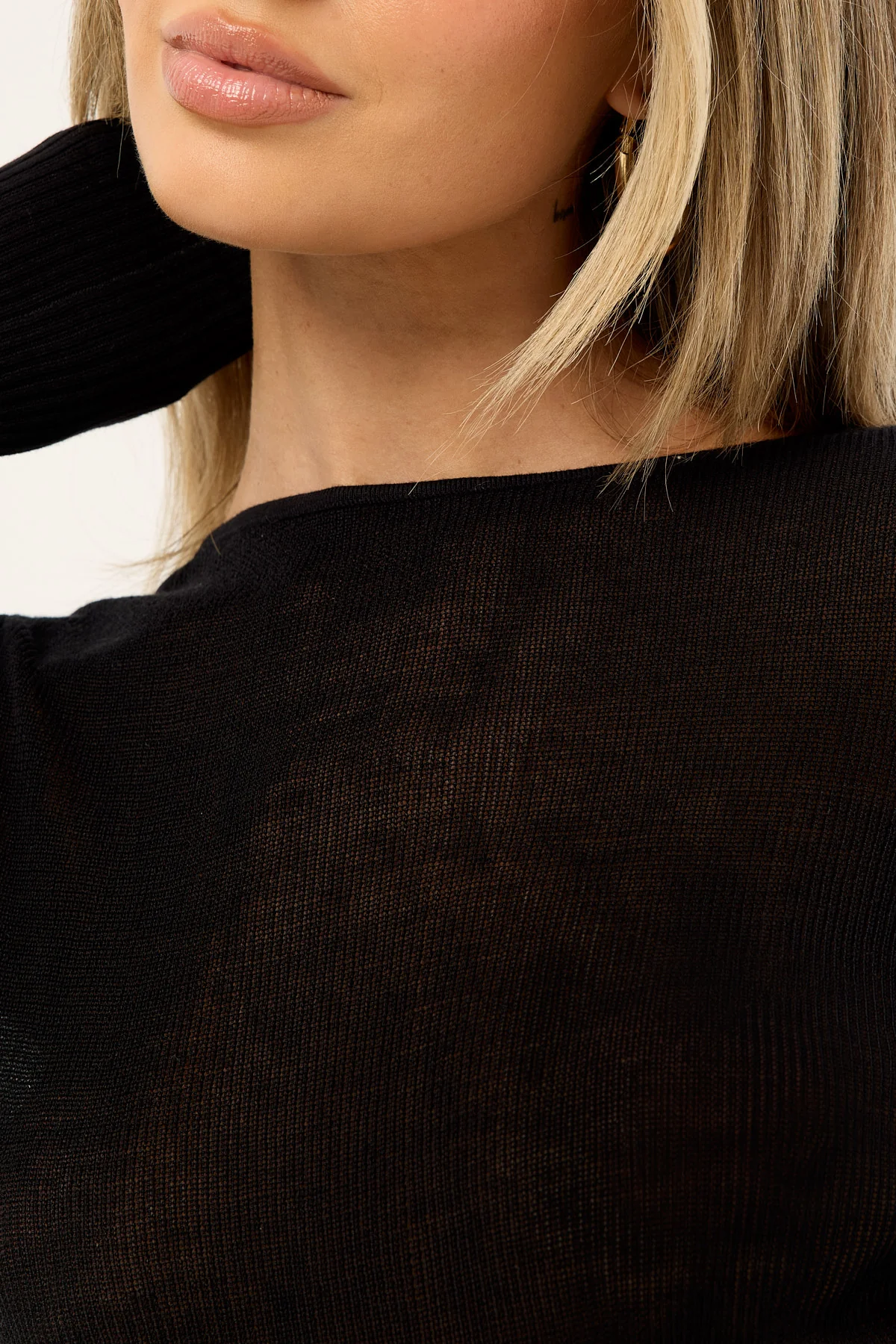 Luck & Trouble Kendall Long Sleeve Knit Top Black - Image 3
