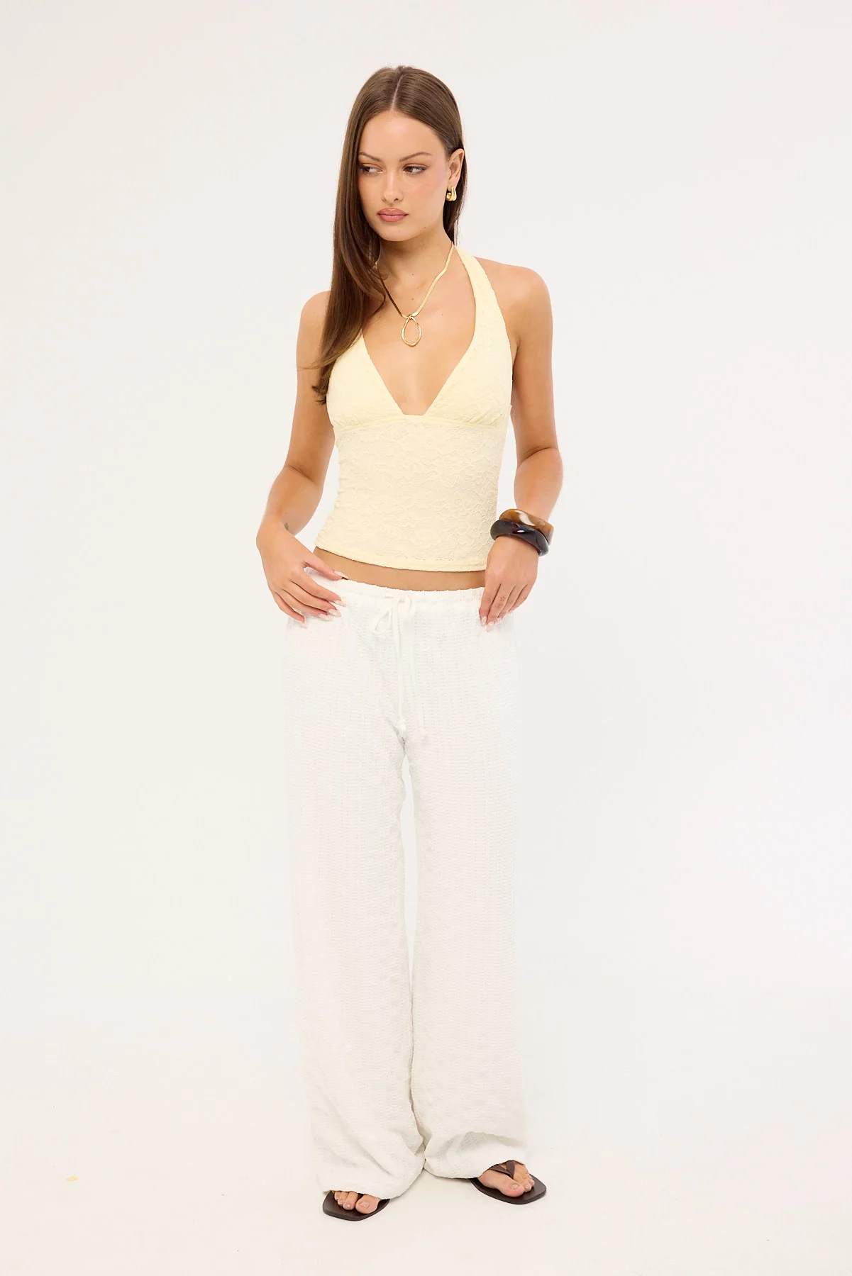 Luck & Trouble Naya Textured Pant White