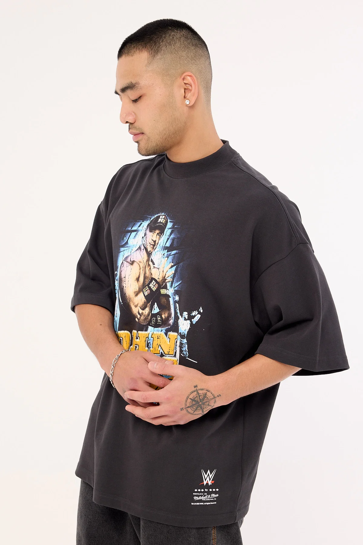 Mitchell & Ness John Cena Hustle Oversize Boxy Tee Faded Black - Image 4