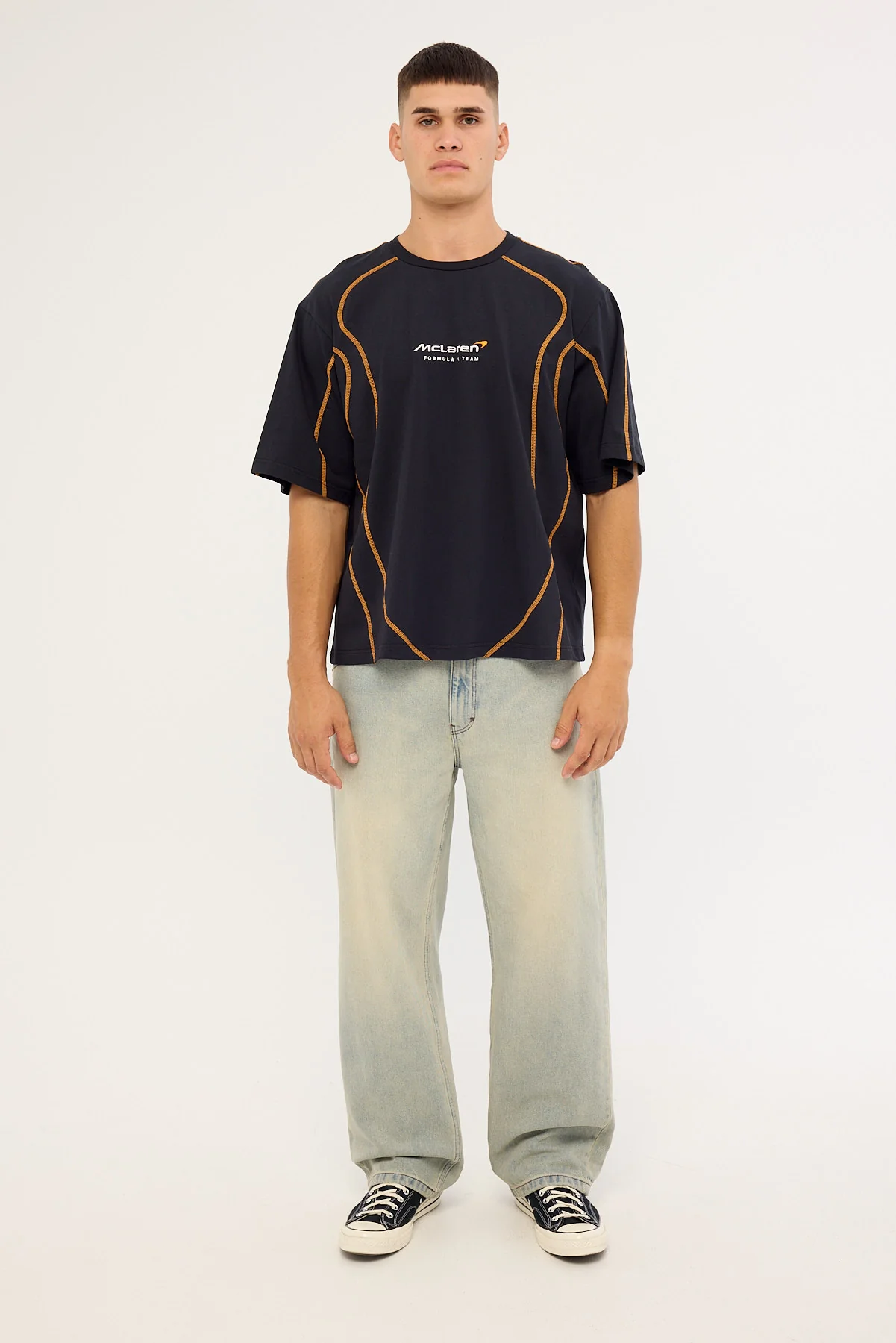 Mitchell & Ness Mclaren Panel Tee Black/Papaya - Image 2