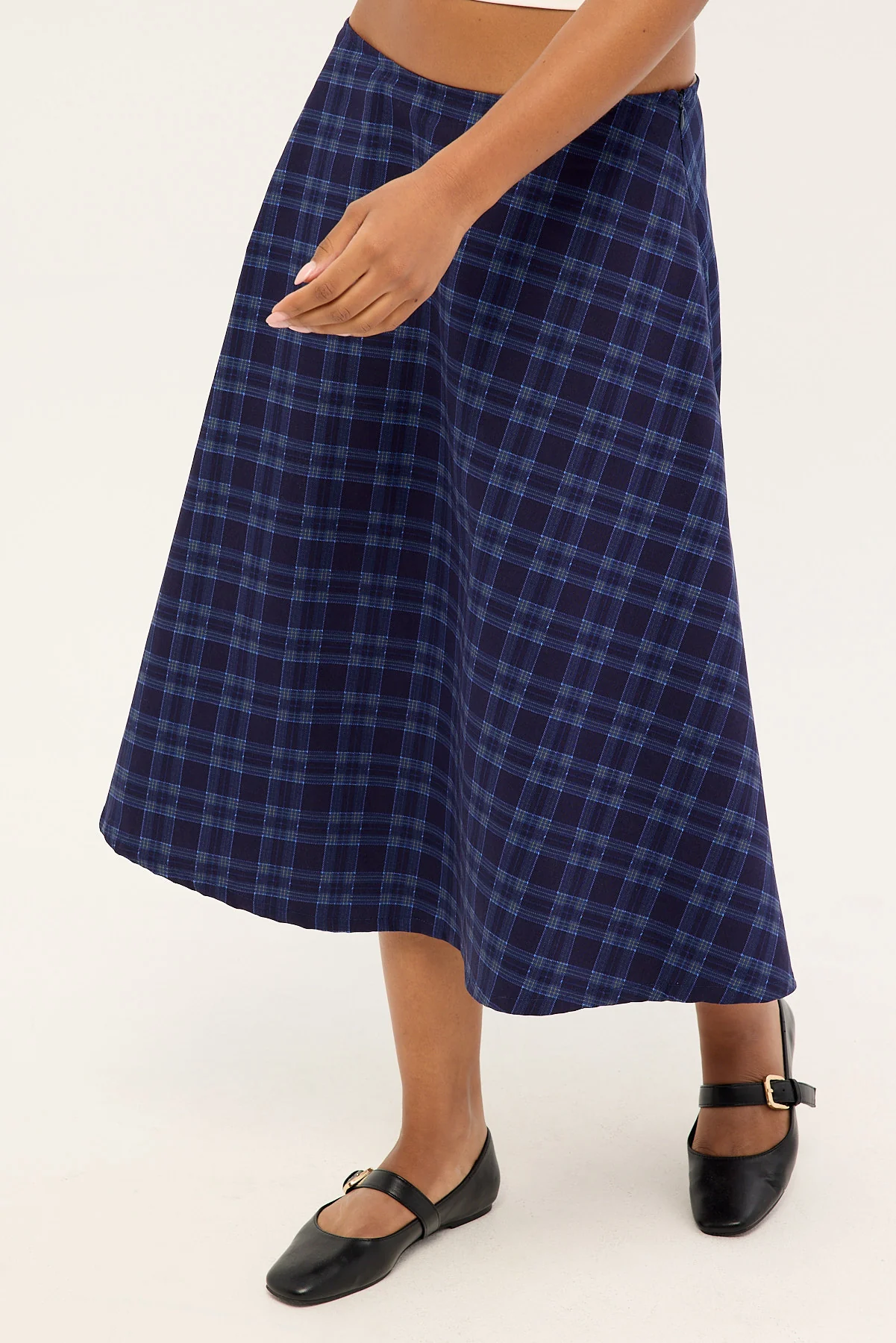 Motel Takara Skirt Midnight Check Blue - Image 3