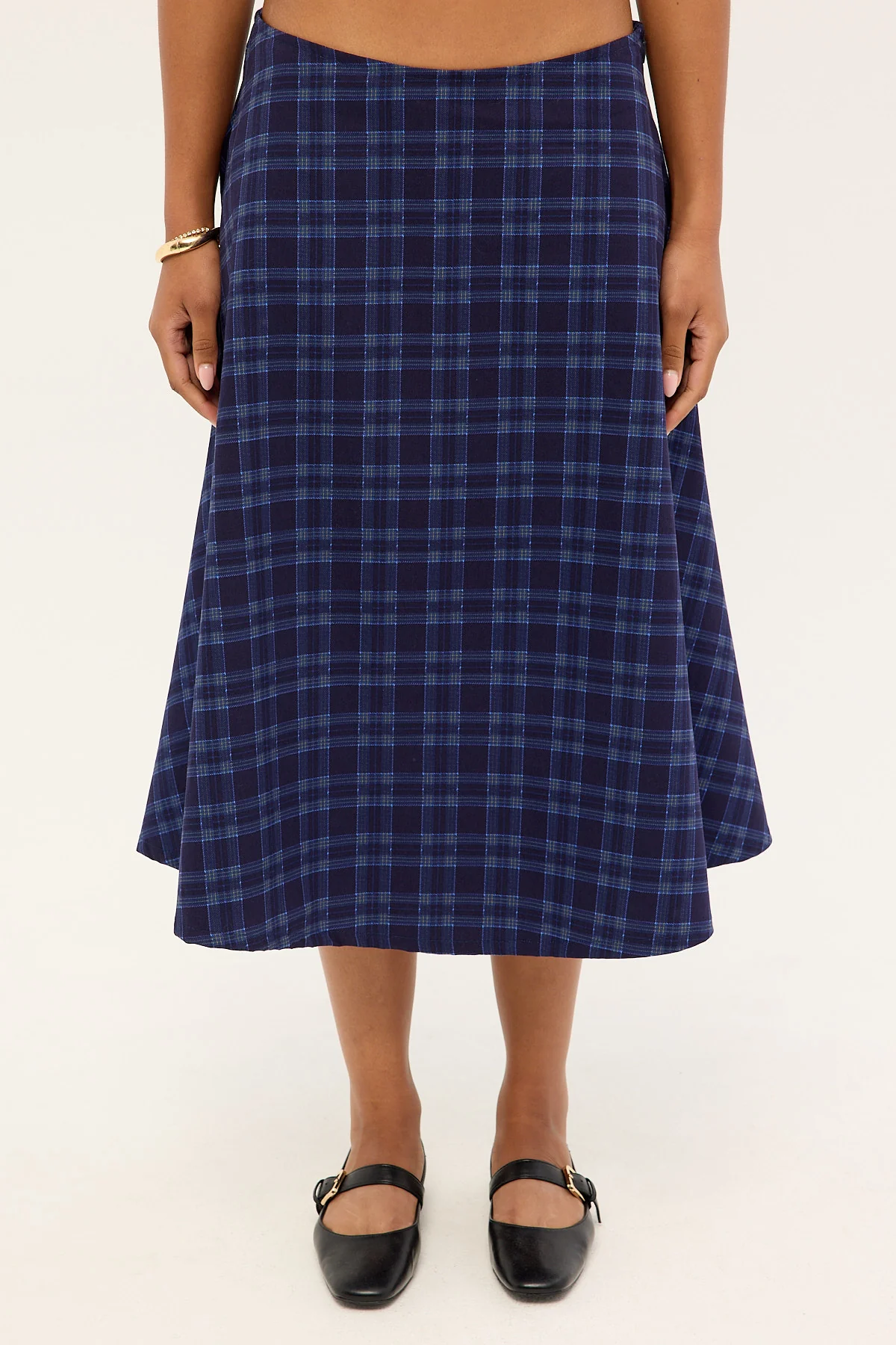 Motel Takara Skirt Midnight Check Blue - Image 6