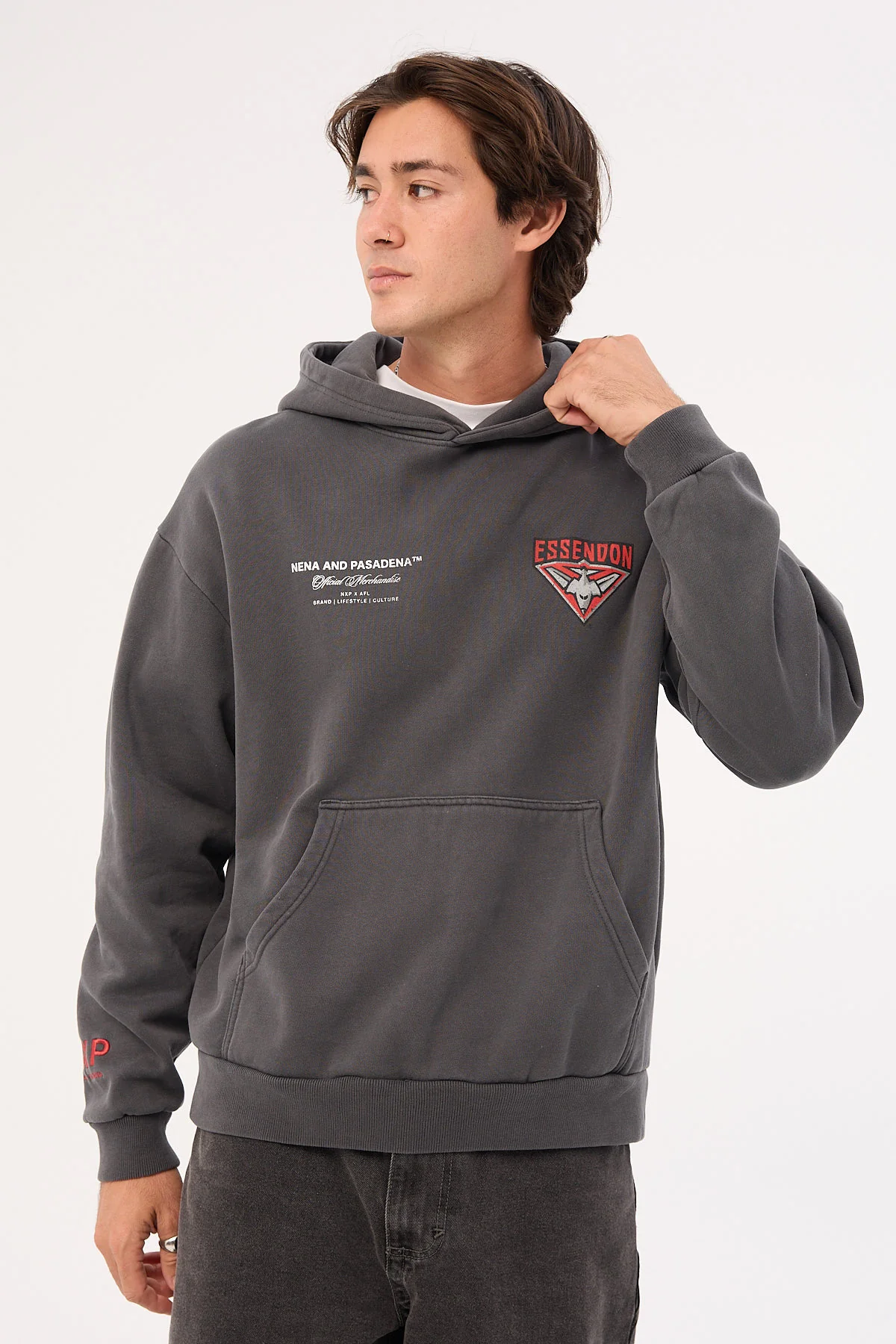 Nena & Pasadena Essendon Vintage Hoodie Pigment Asphalt