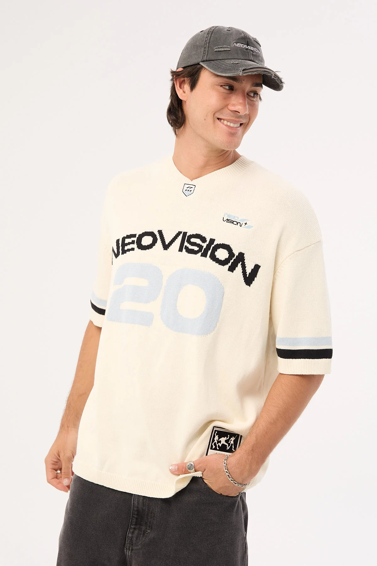 Neovision Athloop V Neck Knit Jersey Off White - Image 3
