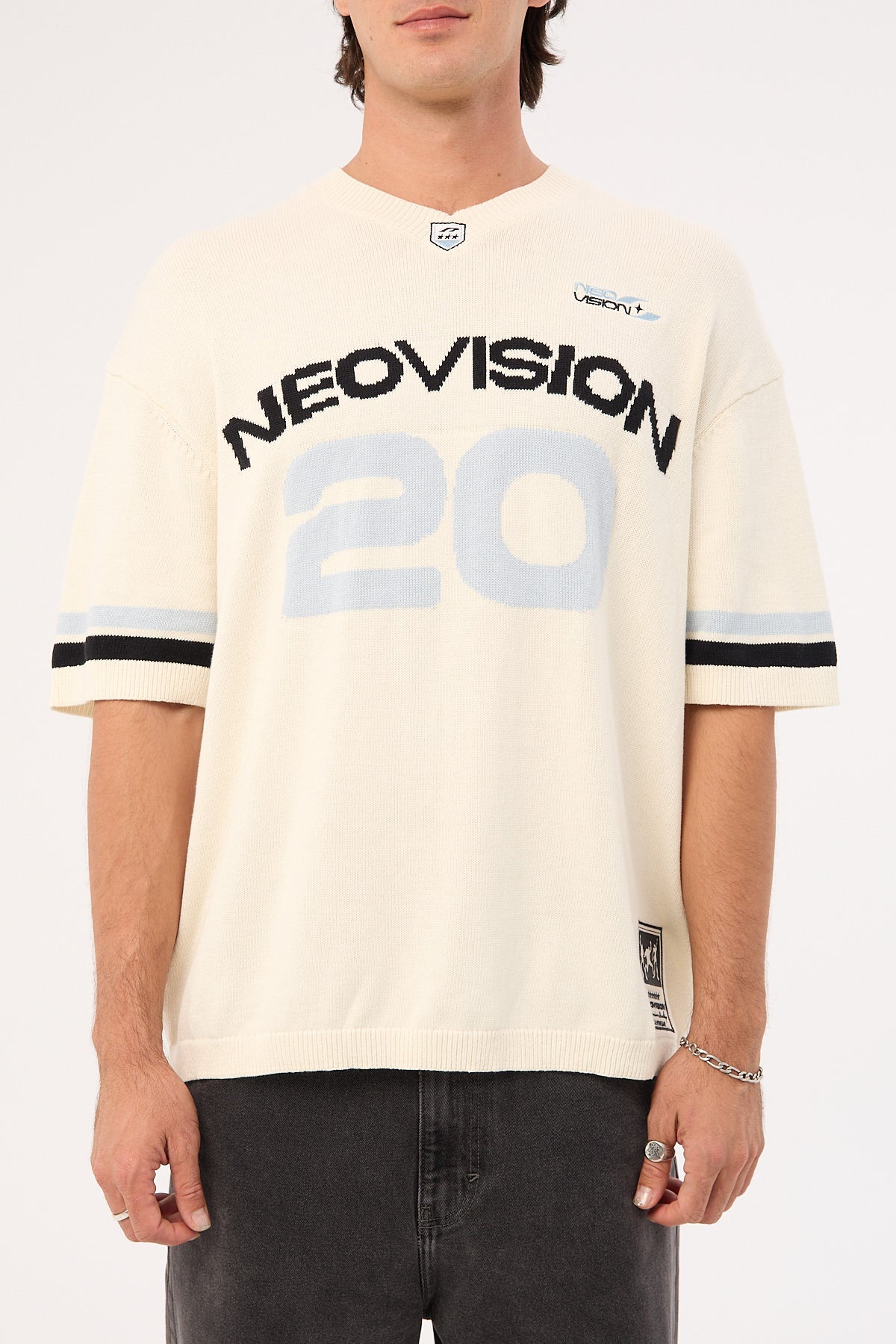 Neovision Athloop V Neck Knit Jersey Off White - Image 8