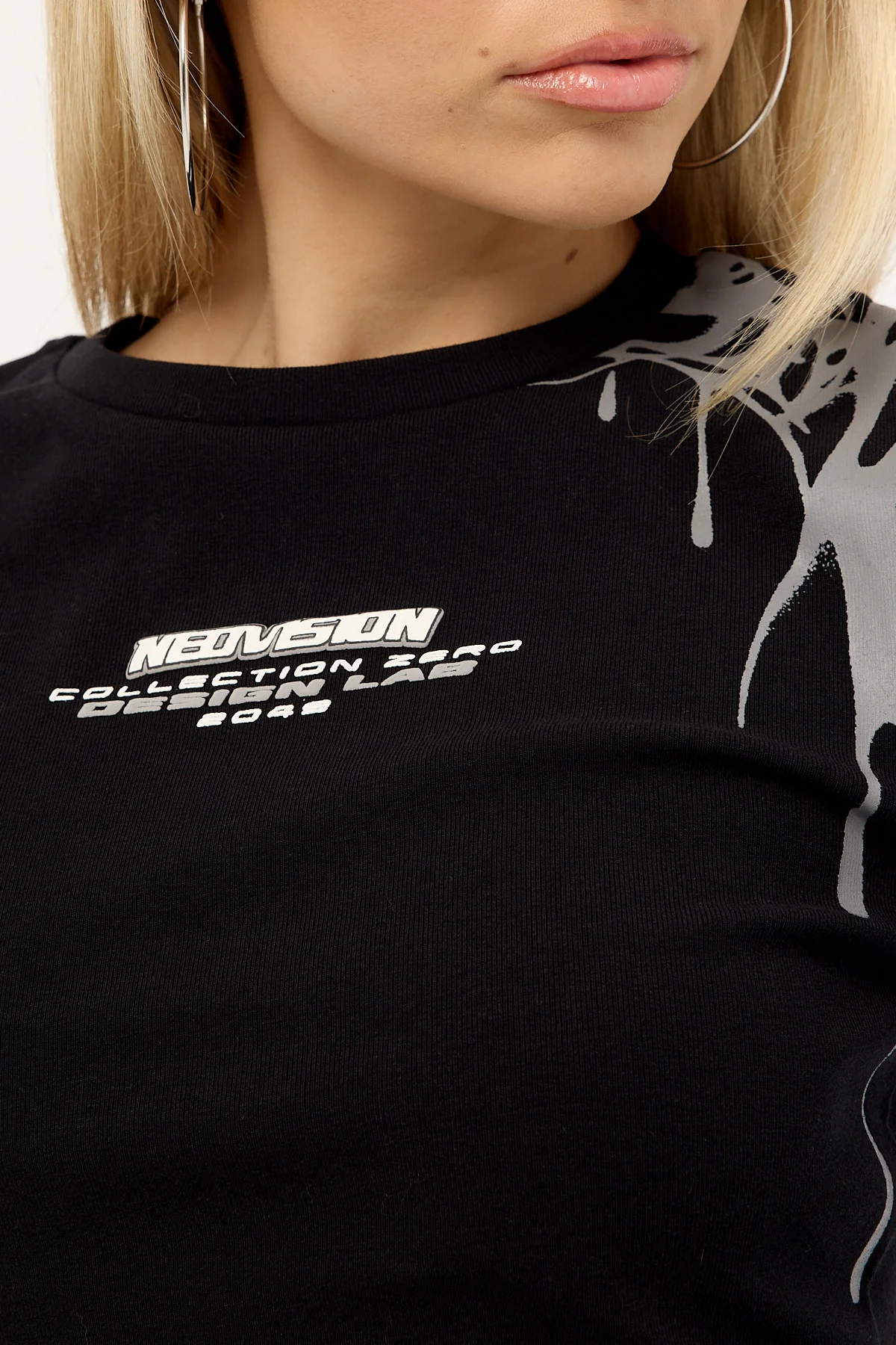 Neovision Omen Layered Long Sleeve Baby Tee Black - Image 3