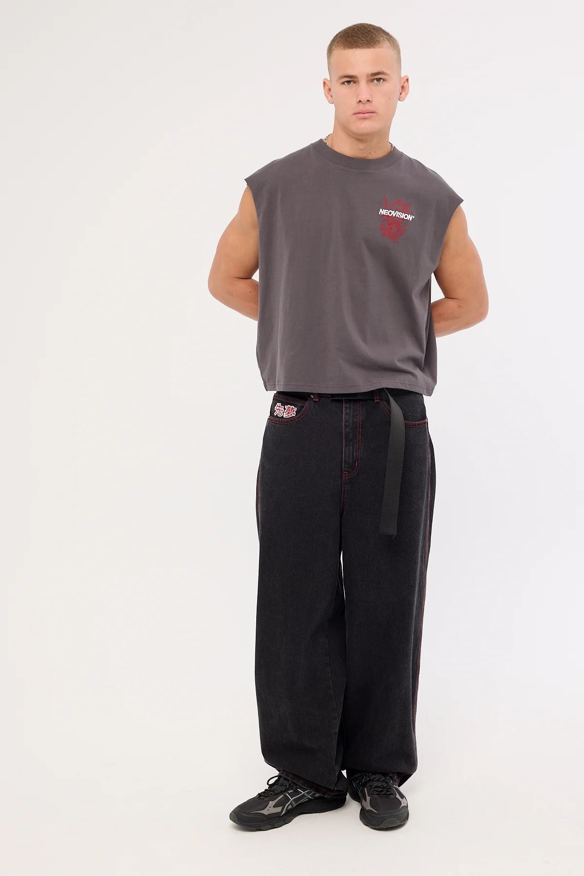 Neovision Onryu Cropped Muscle Tank Asphalt - Image 3