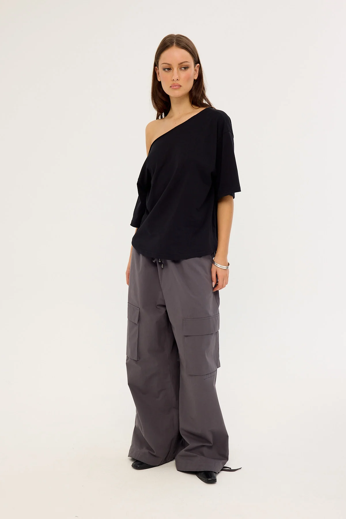 Neovision Sector Wide Leg Cargo Pant Charcoal - Image 5