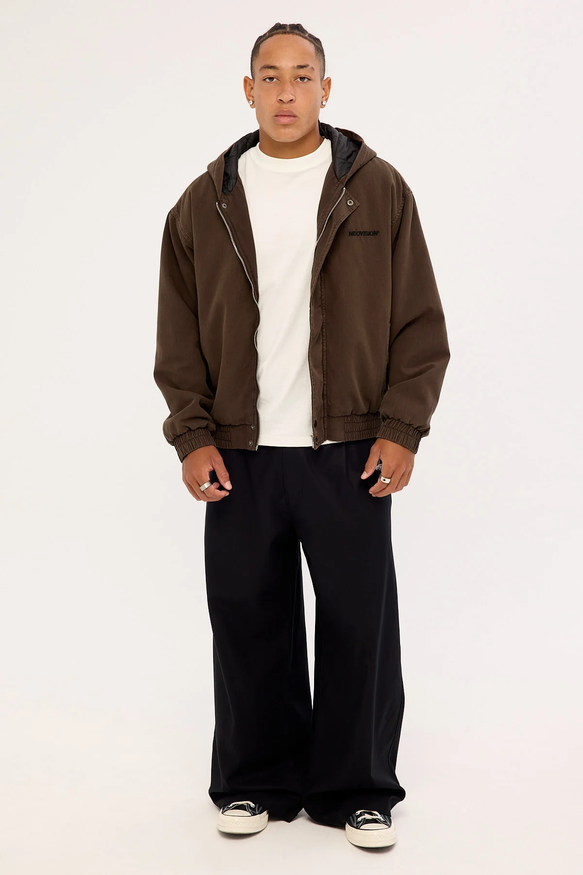 Neovision Unknown Hooded Bomber Jacket Washed Brown - Image 3