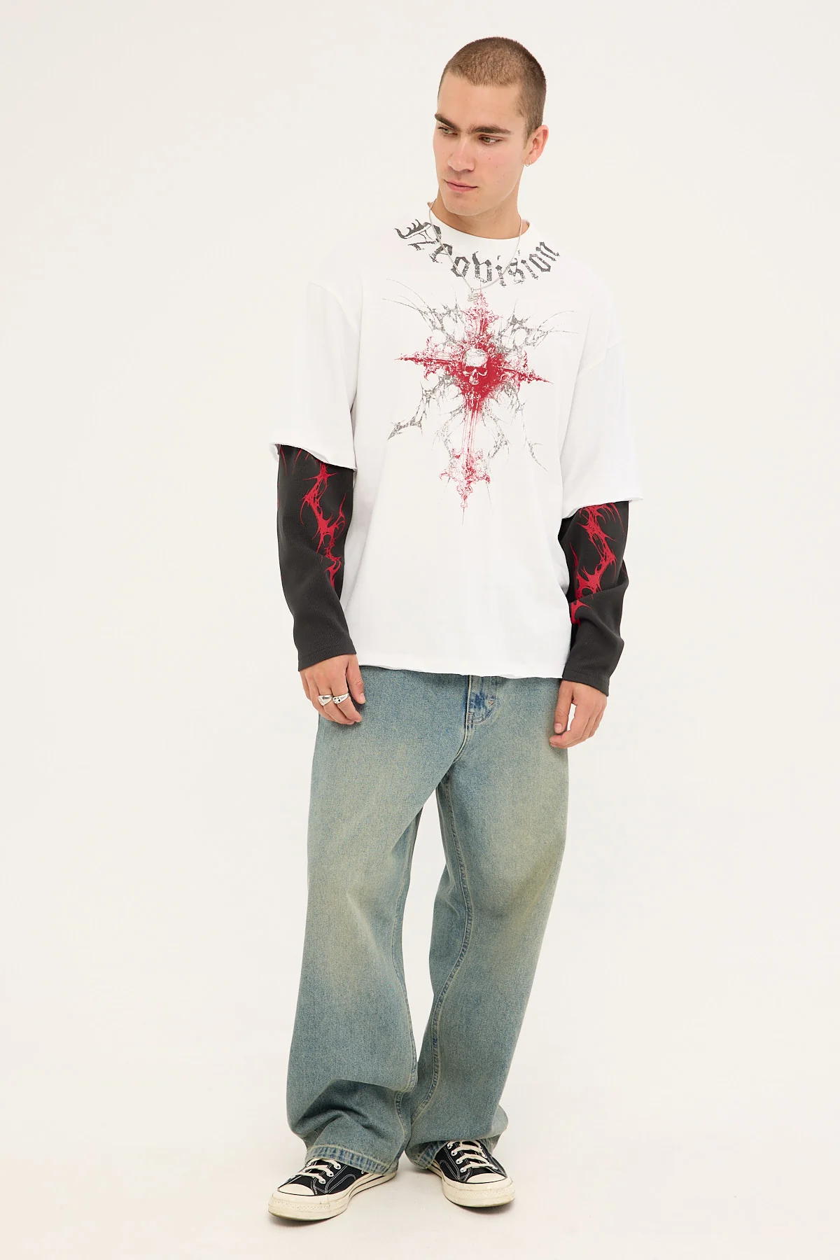 Neovision Voidcore Layered Long Sleeve Tee White/Black - Image 3