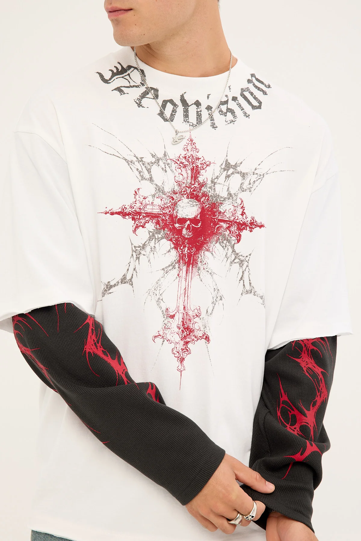 Neovision Voidcore Layered Long Sleeve Tee White/Black - Image 4