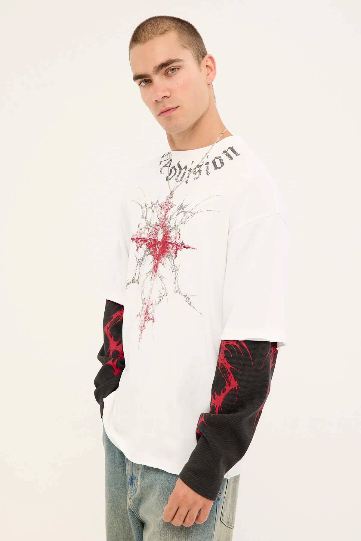 Neovision Voidcore Layered Long Sleeve Tee White/Black - Image 5