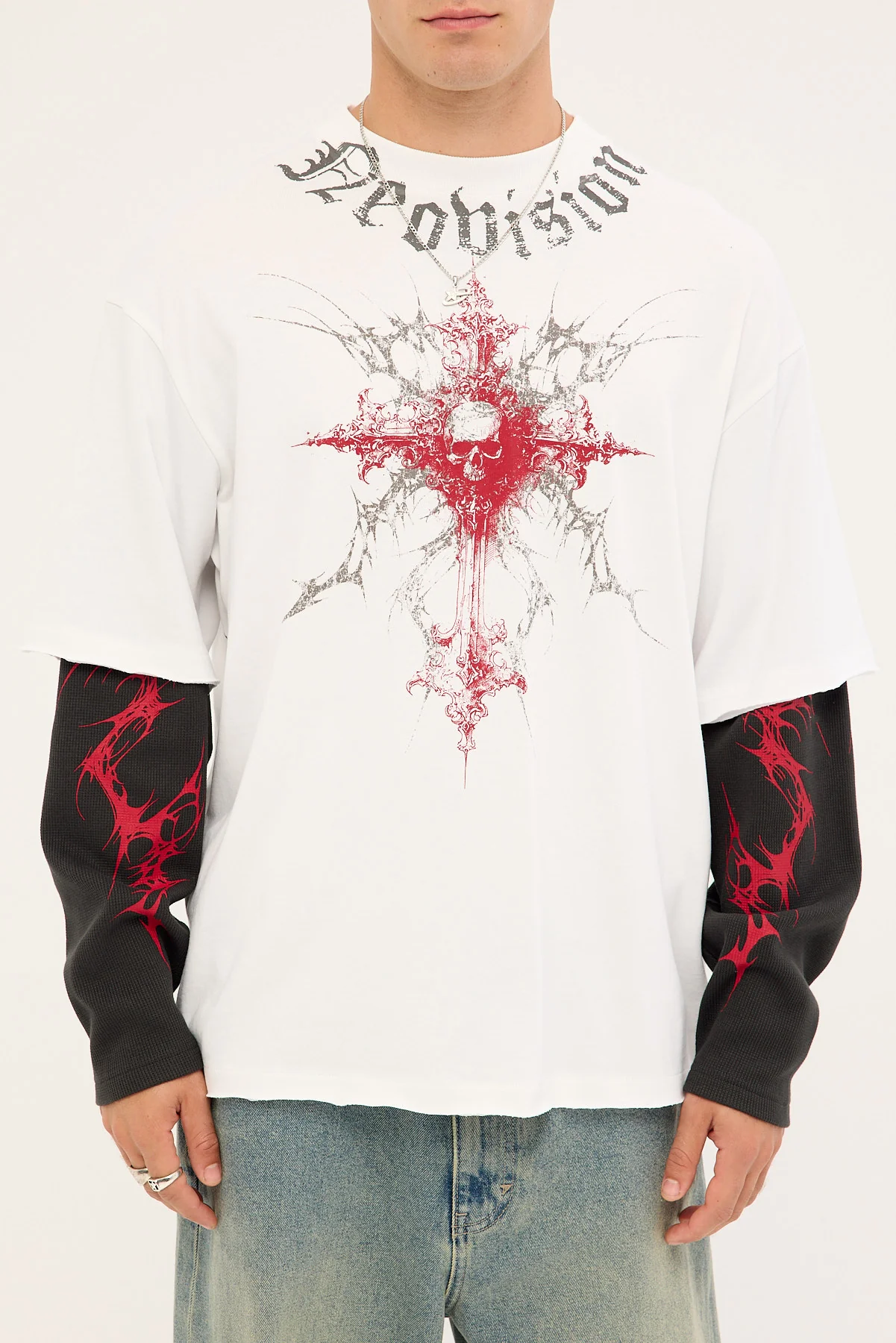 Neovision Voidcore Layered Long Sleeve Tee White/Black - Image 7