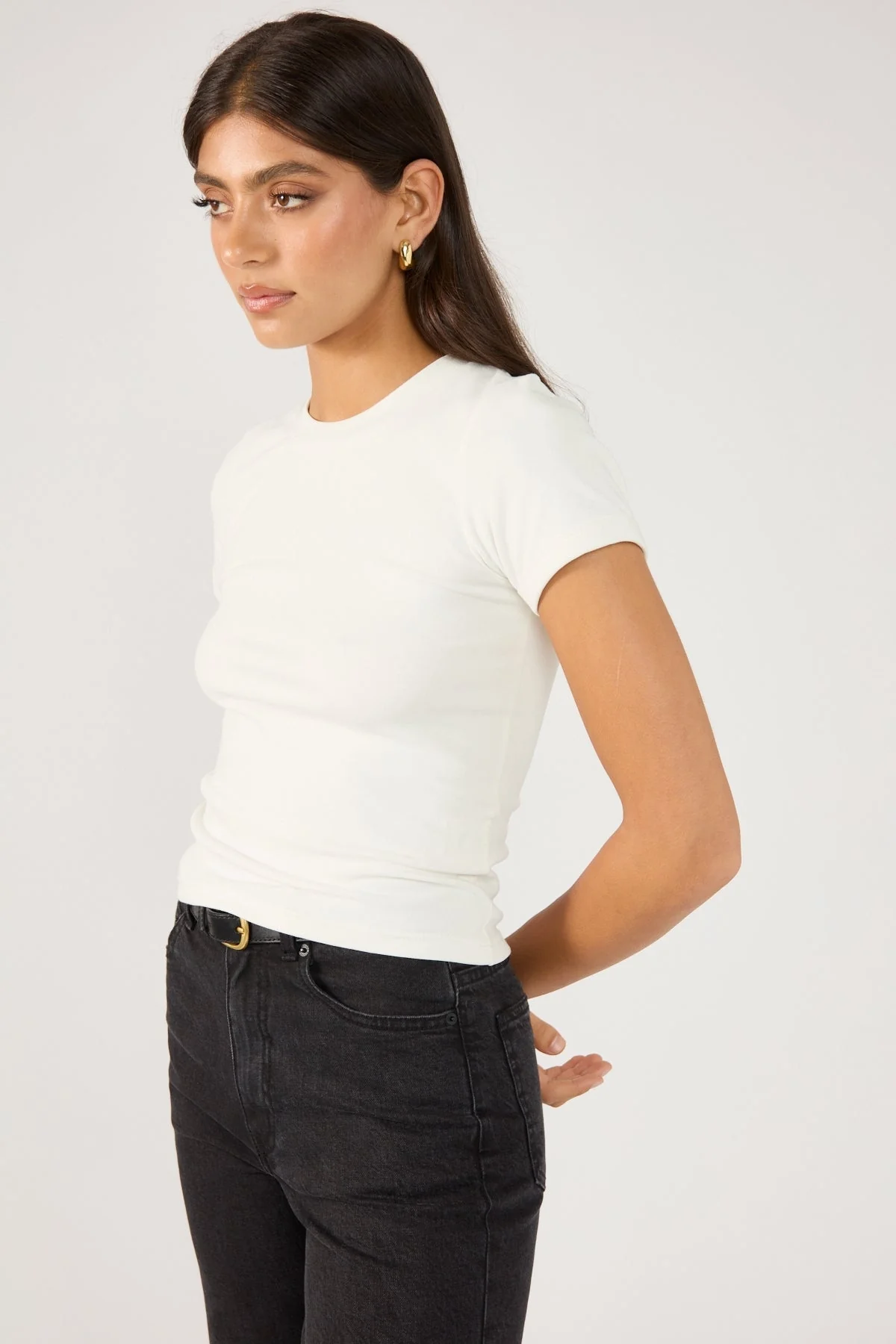 Perfect Stranger Bind Cap Sleeve Tee White - Image 3