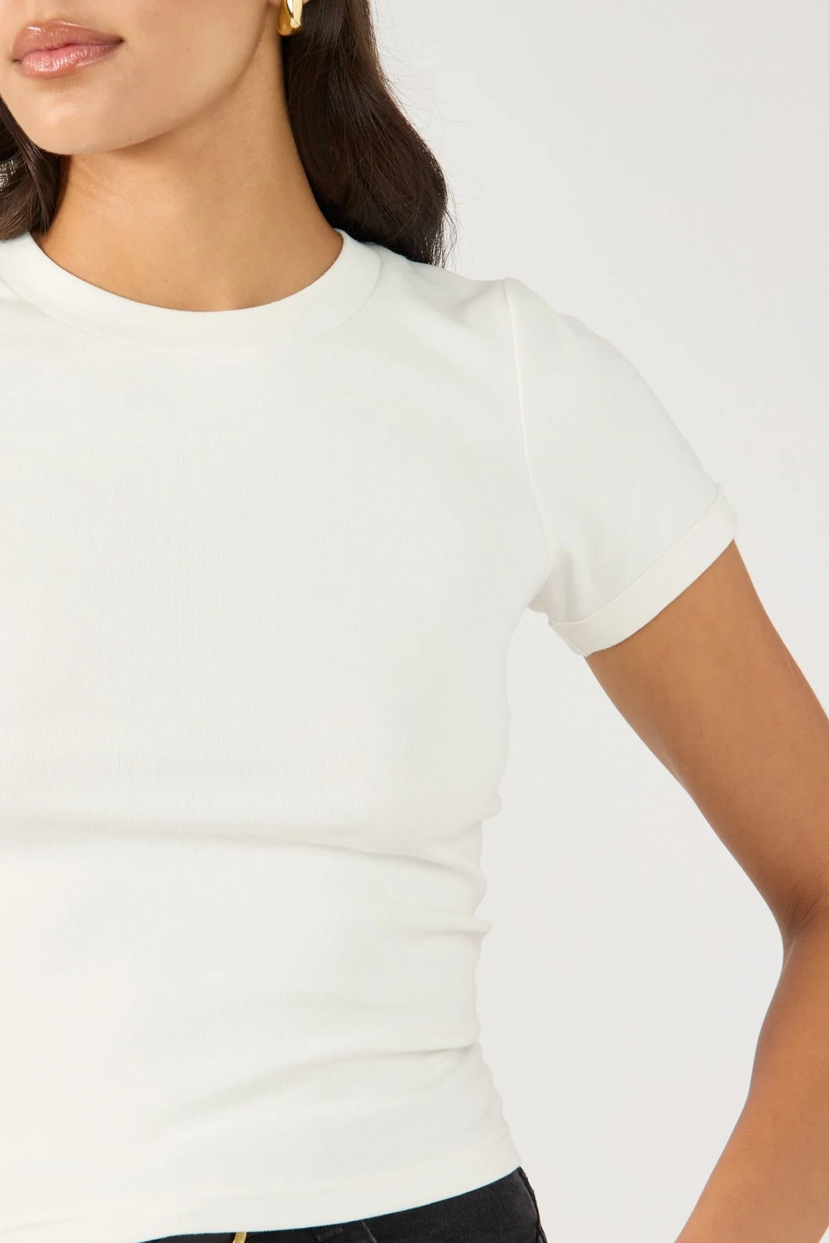 Perfect Stranger Bind Cap Sleeve Tee White - Image 4