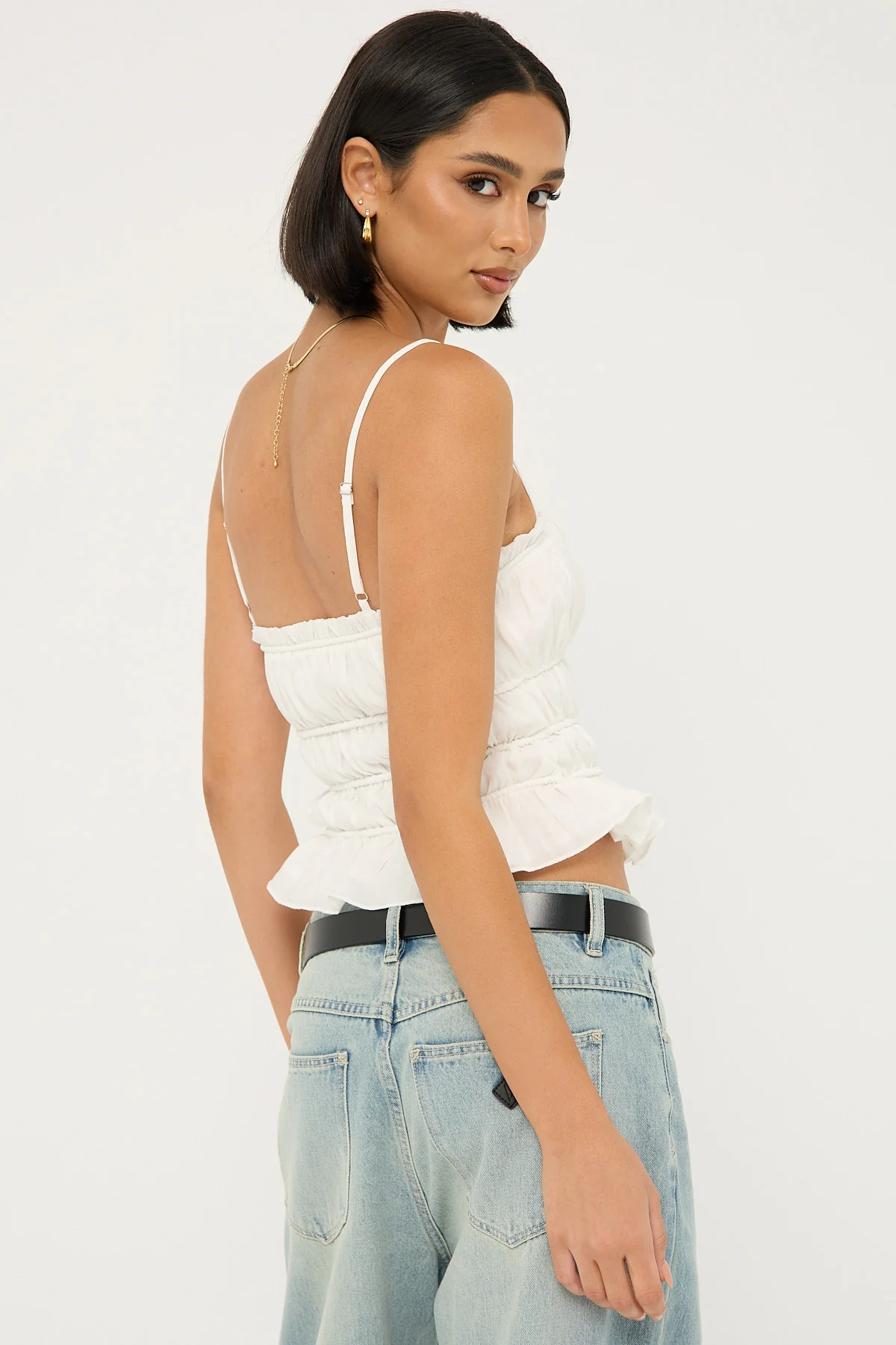 Perfect Stranger Diletta Shirred  Cami Top White - Image 4