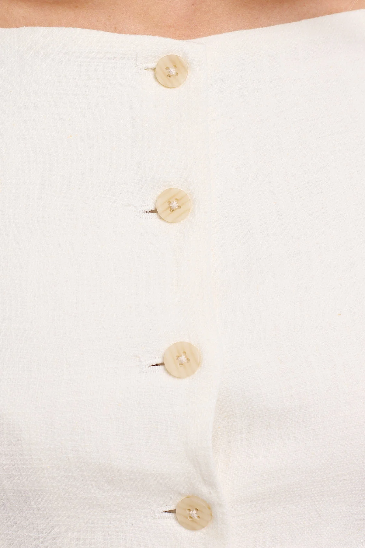 Perfect Stranger High Neck Button Up Linen Mini Dress White - Image 7