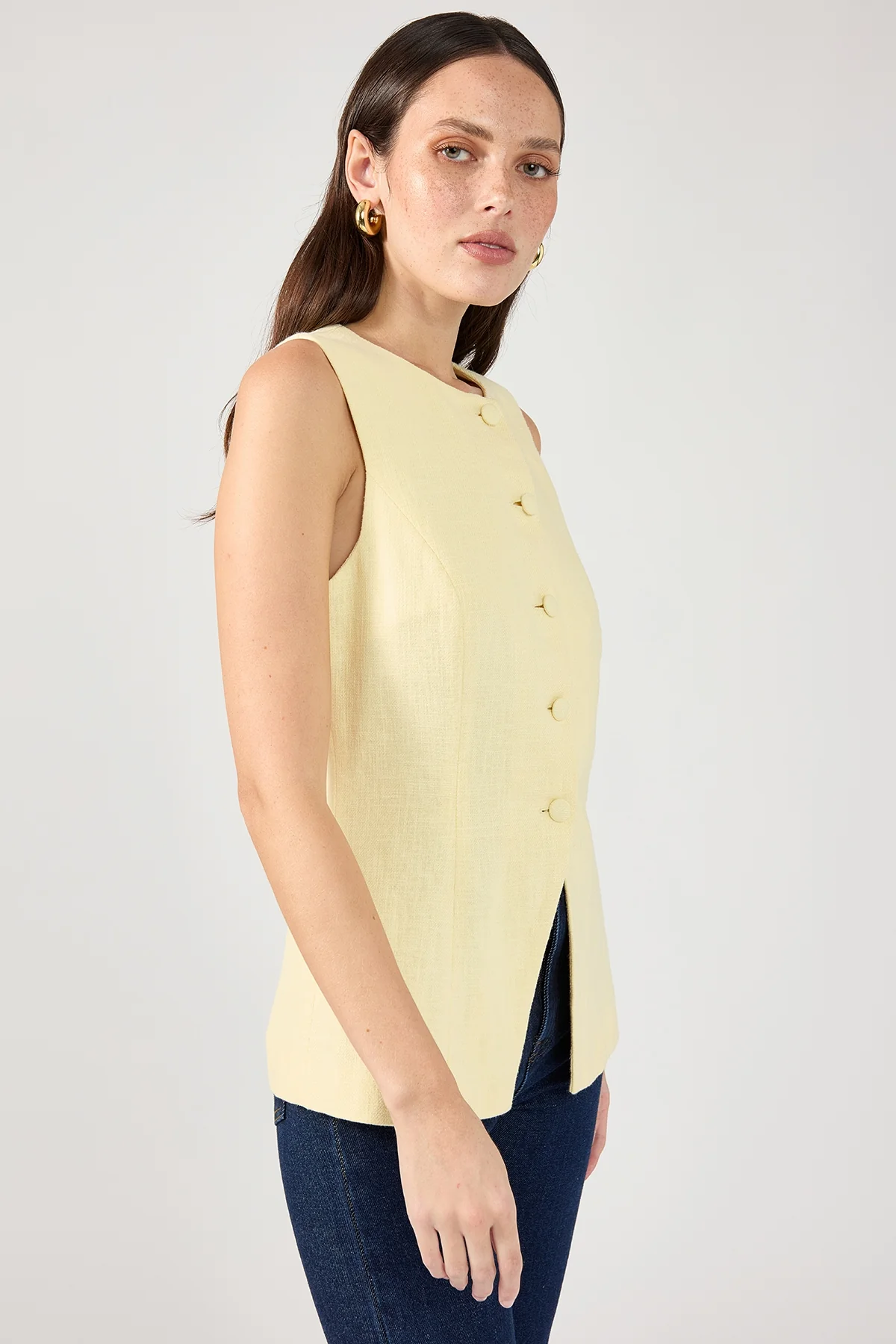 Perfect Stranger Menorca Long Line Vest Lemon - Image 5