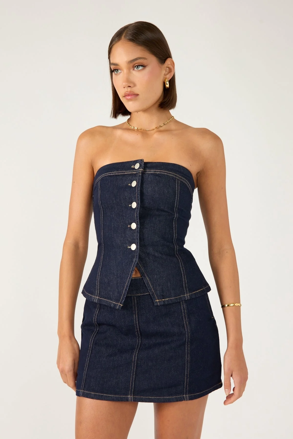 Perfect Stranger Mila Denim Mid Rise Skort Dark Blue Denim - Image 4