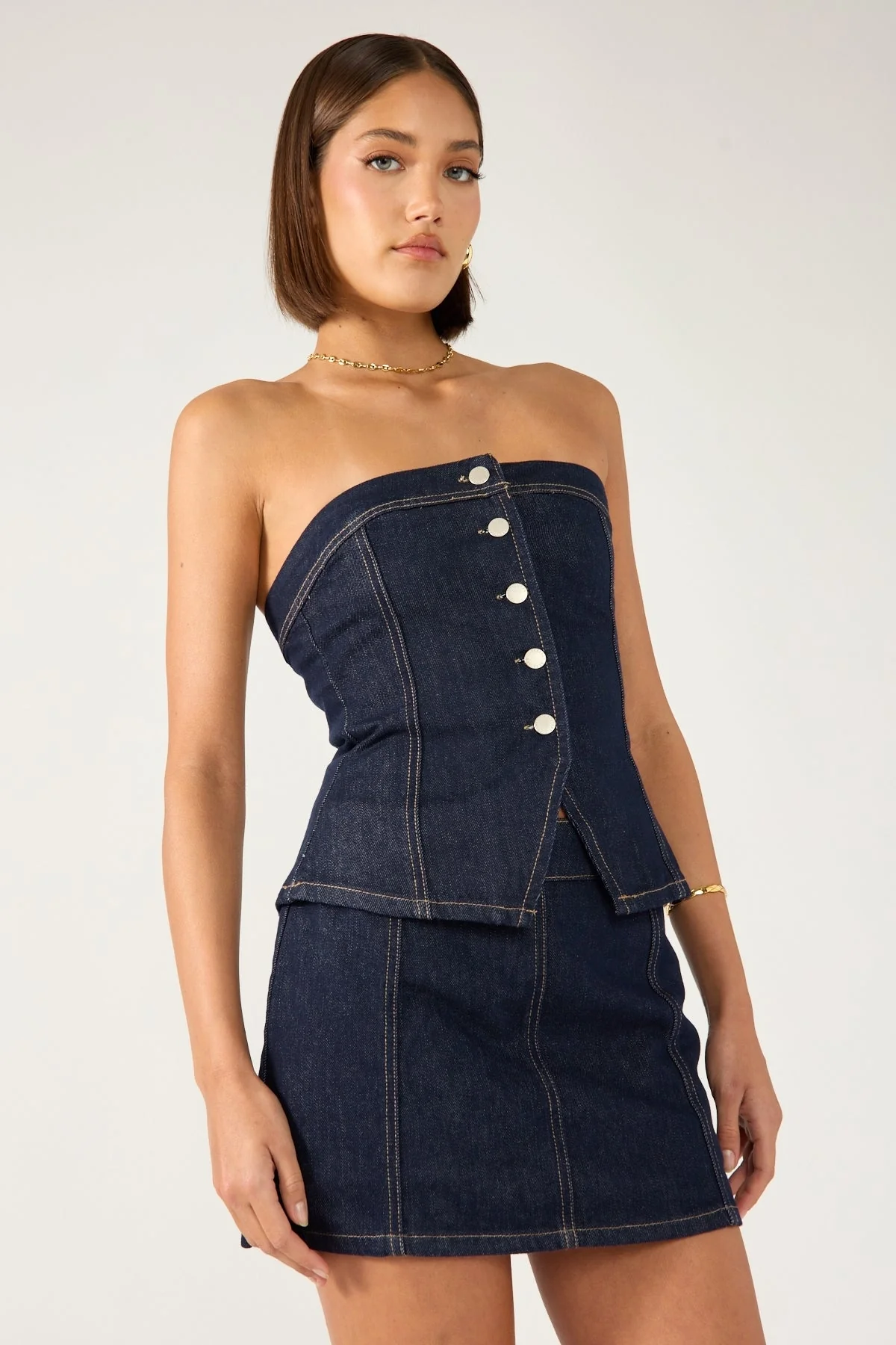 Perfect Stranger Mila Denim Mid Rise Skort Dark Blue Denim - Image 5