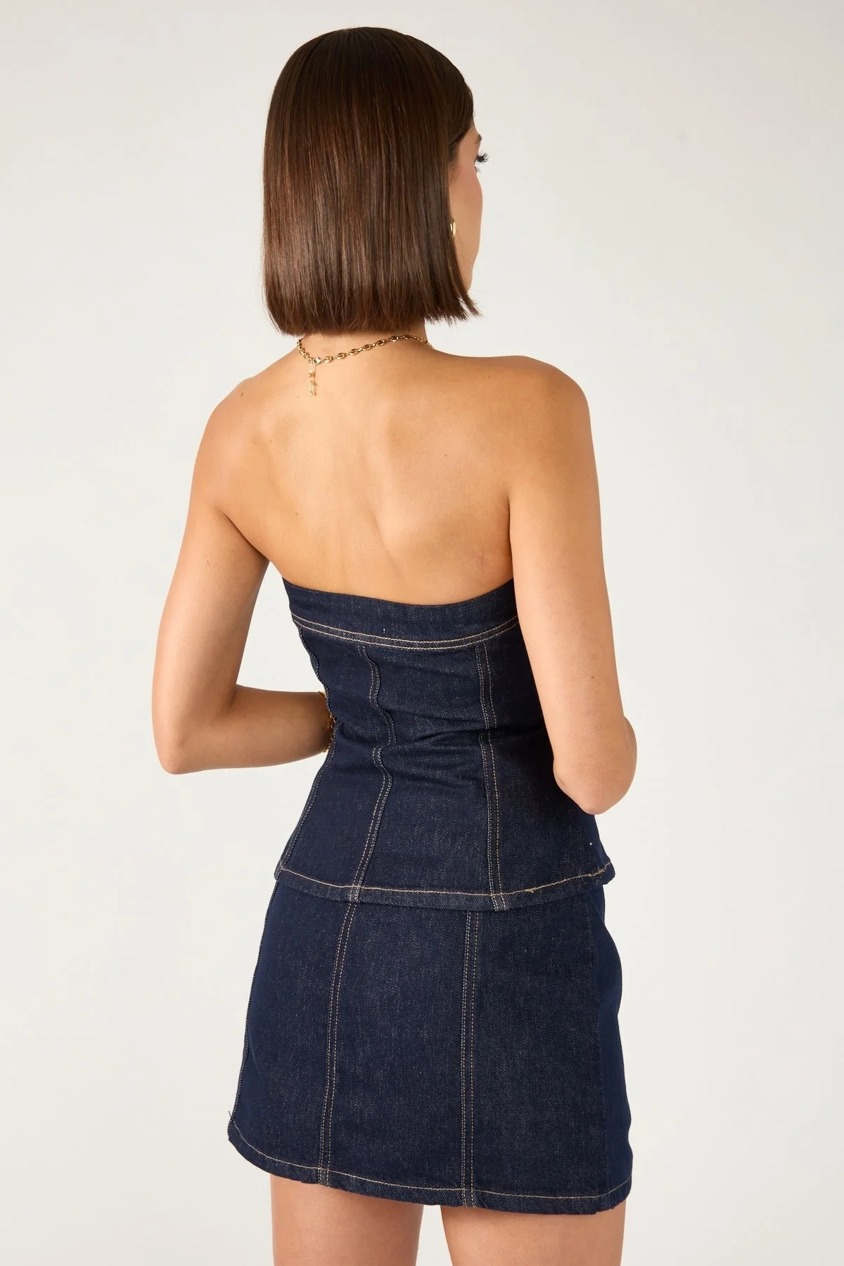 Perfect Stranger Mila Denim Mid Rise Skort Dark Blue Denim - Image 6