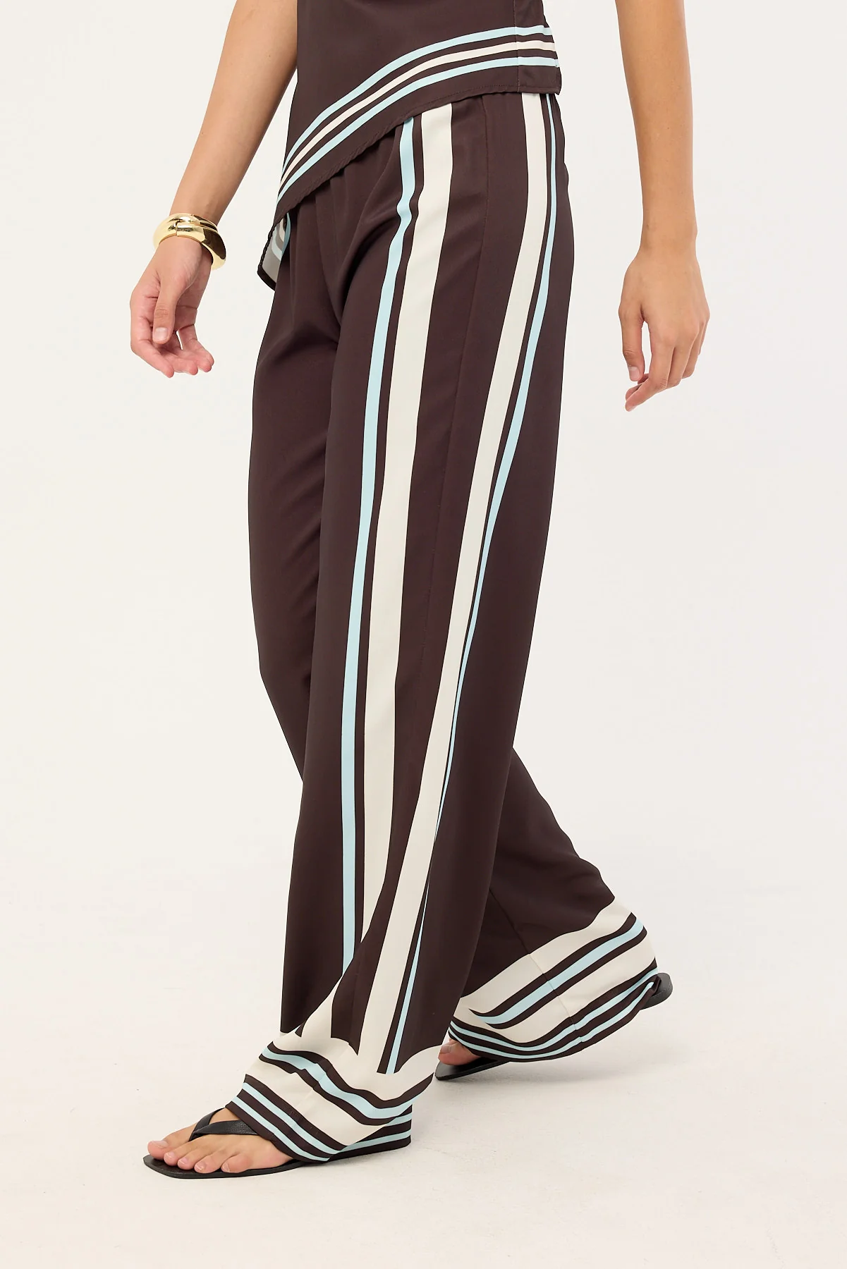 Perfect Stranger Sicily Mid Rise Pants Brown Stripe - Image 3