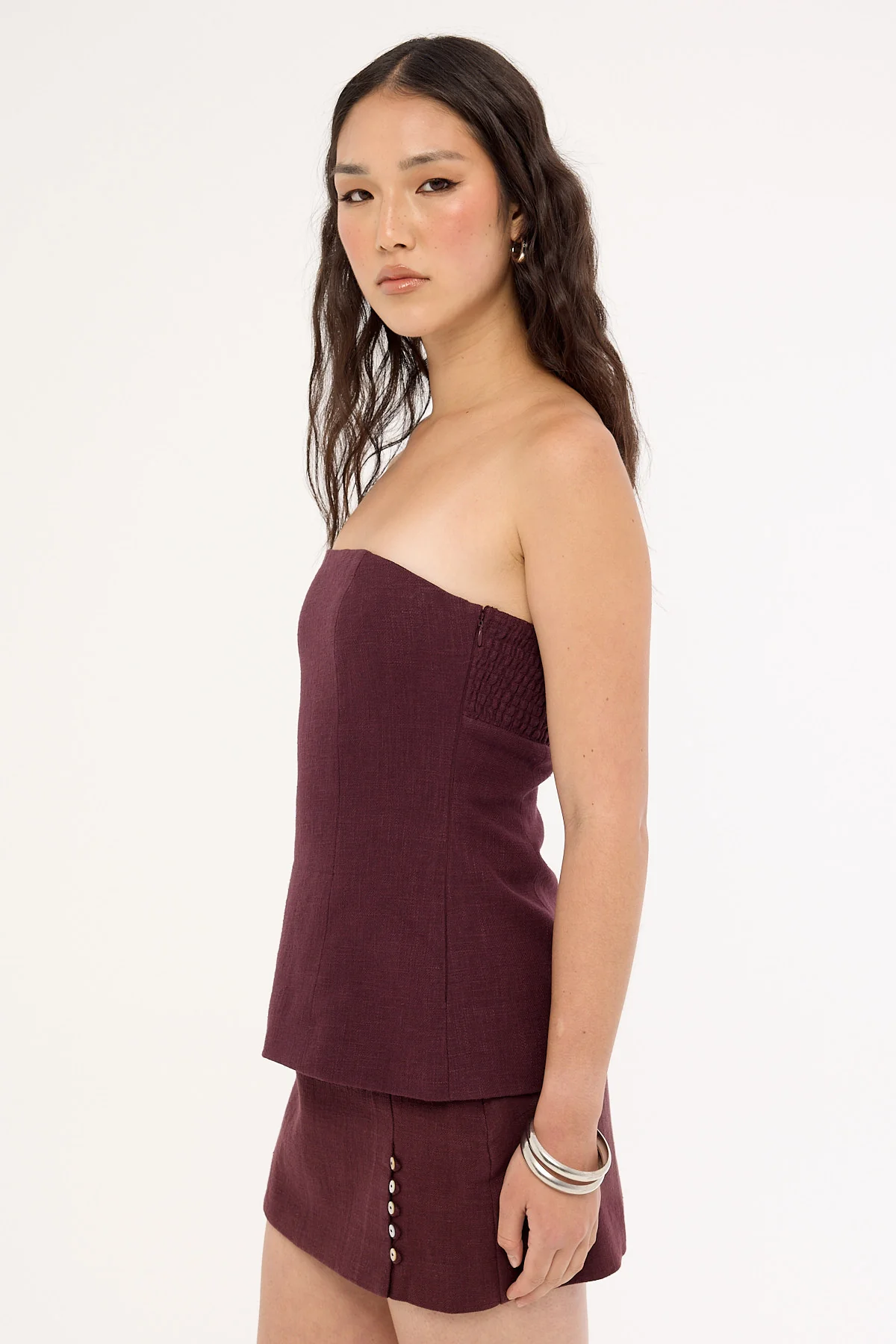 Perfect Stranger Stevie Linen Strapless Top Dark Choc - Image 5