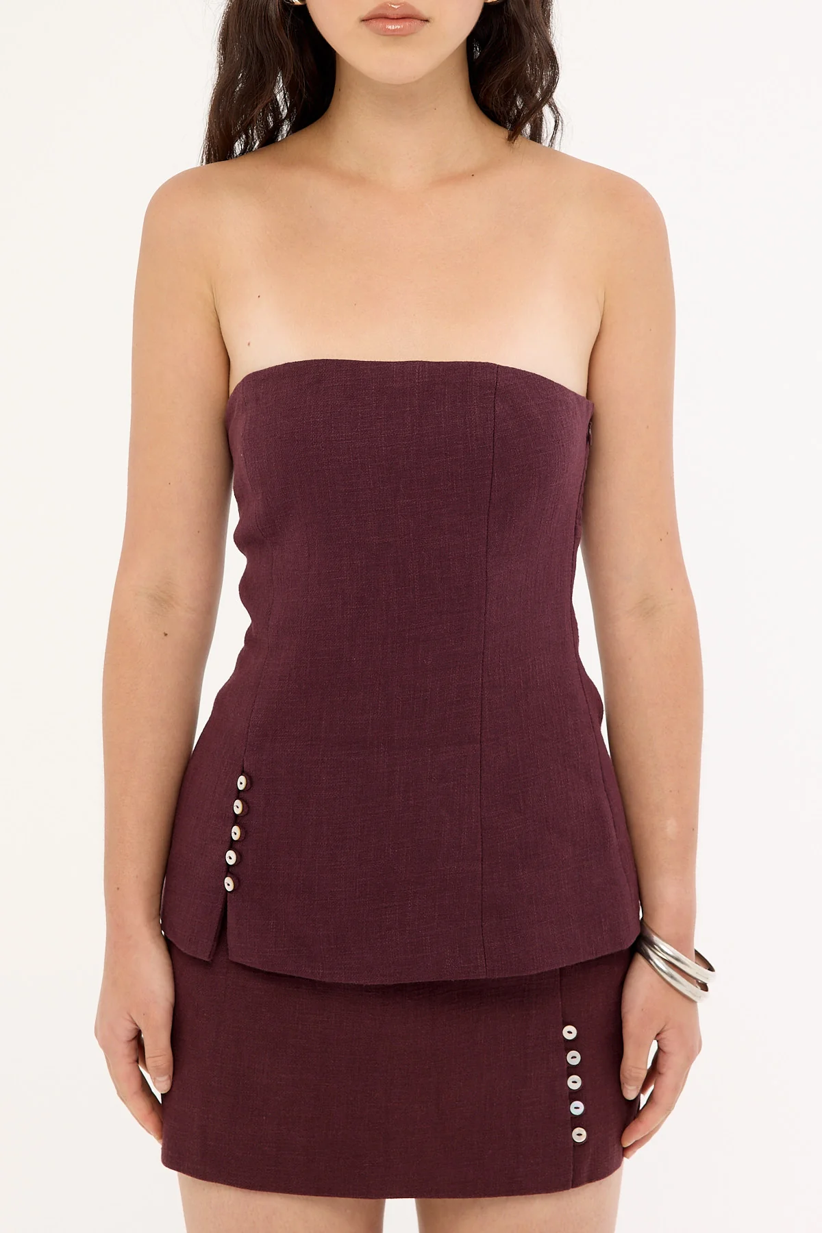 Perfect Stranger Stevie Linen Strapless Top Dark Choc - Image 7