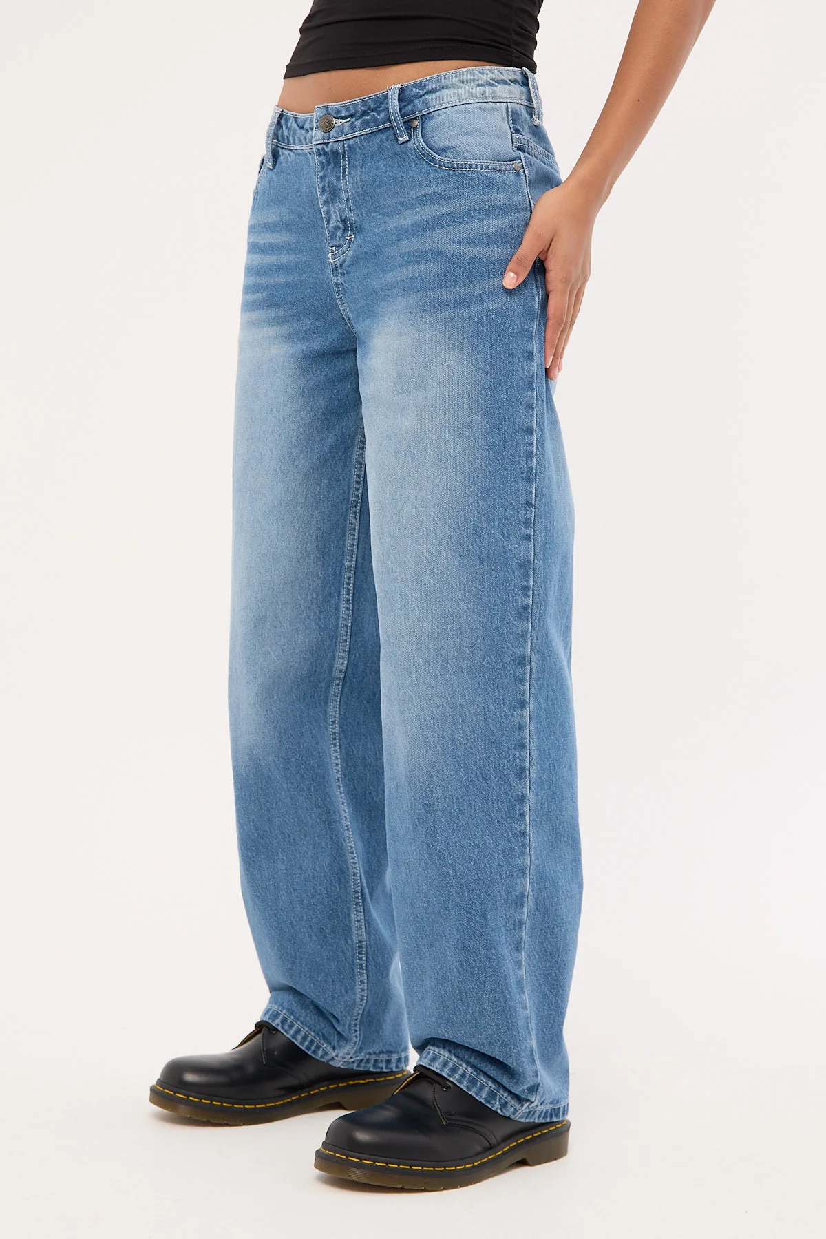Rusty Bethany Baggy Low Rise Jean Blasted Middy Blue - Image 3