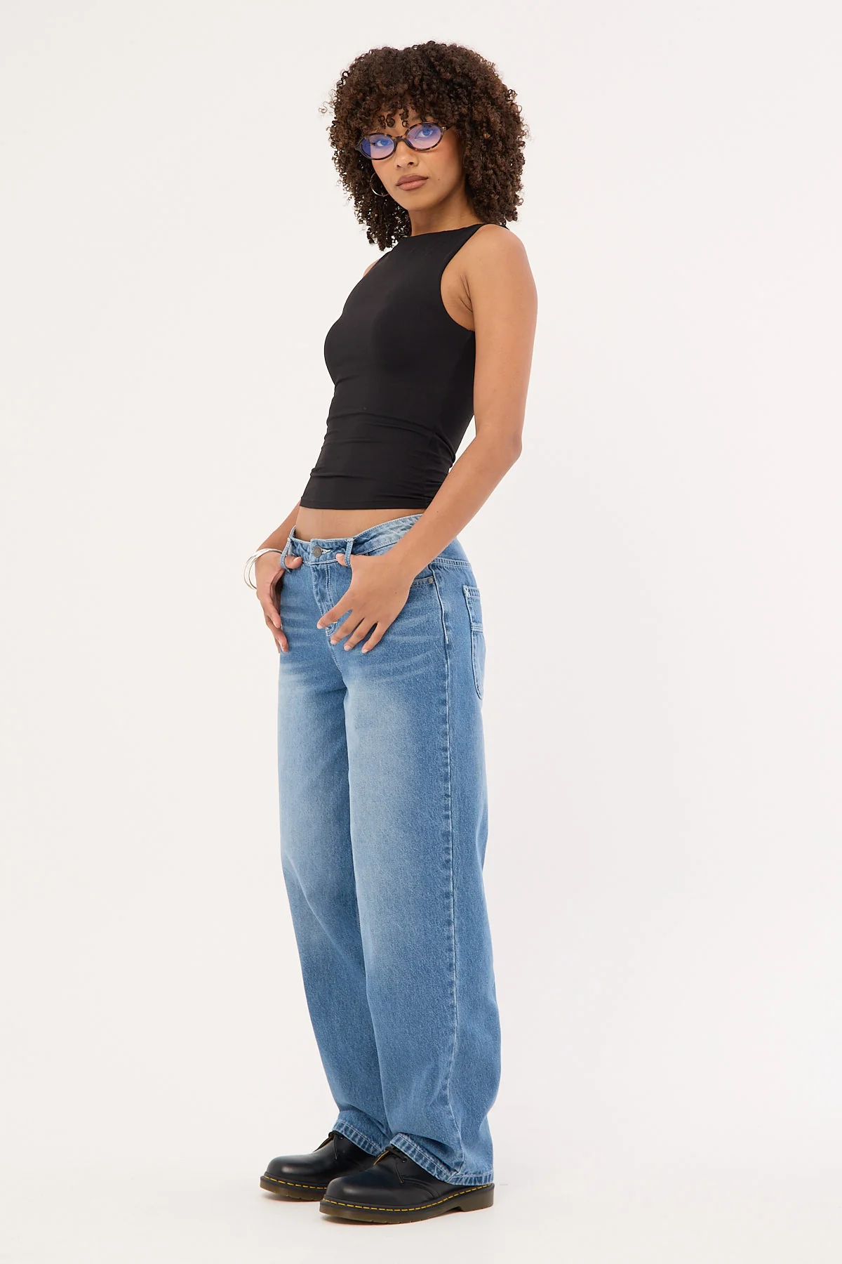 Rusty Bethany Baggy Low Rise Jean Blasted Middy Blue - Image 4